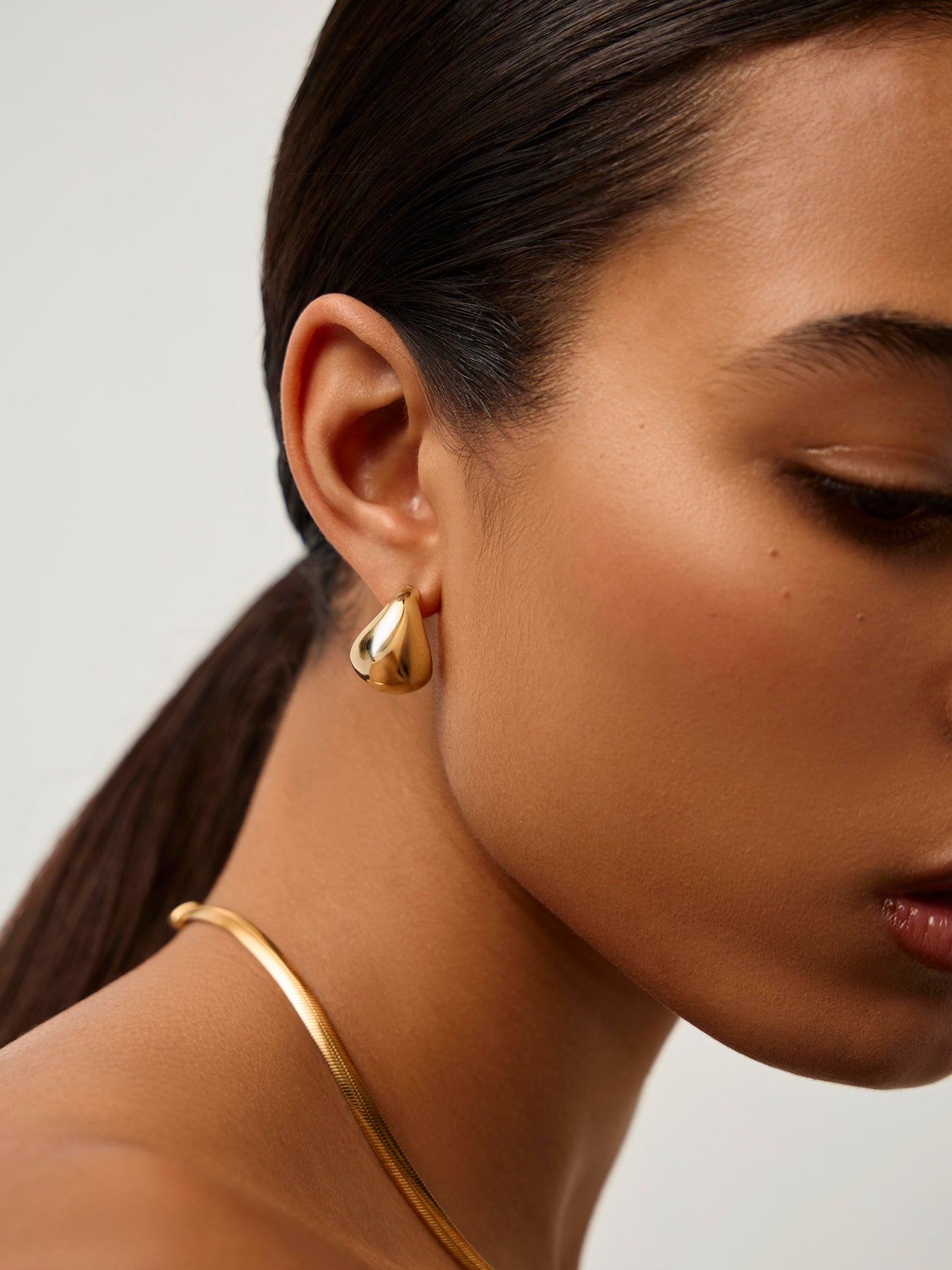 Sculptural Chubby Dome Small Hoop Earrings Gold