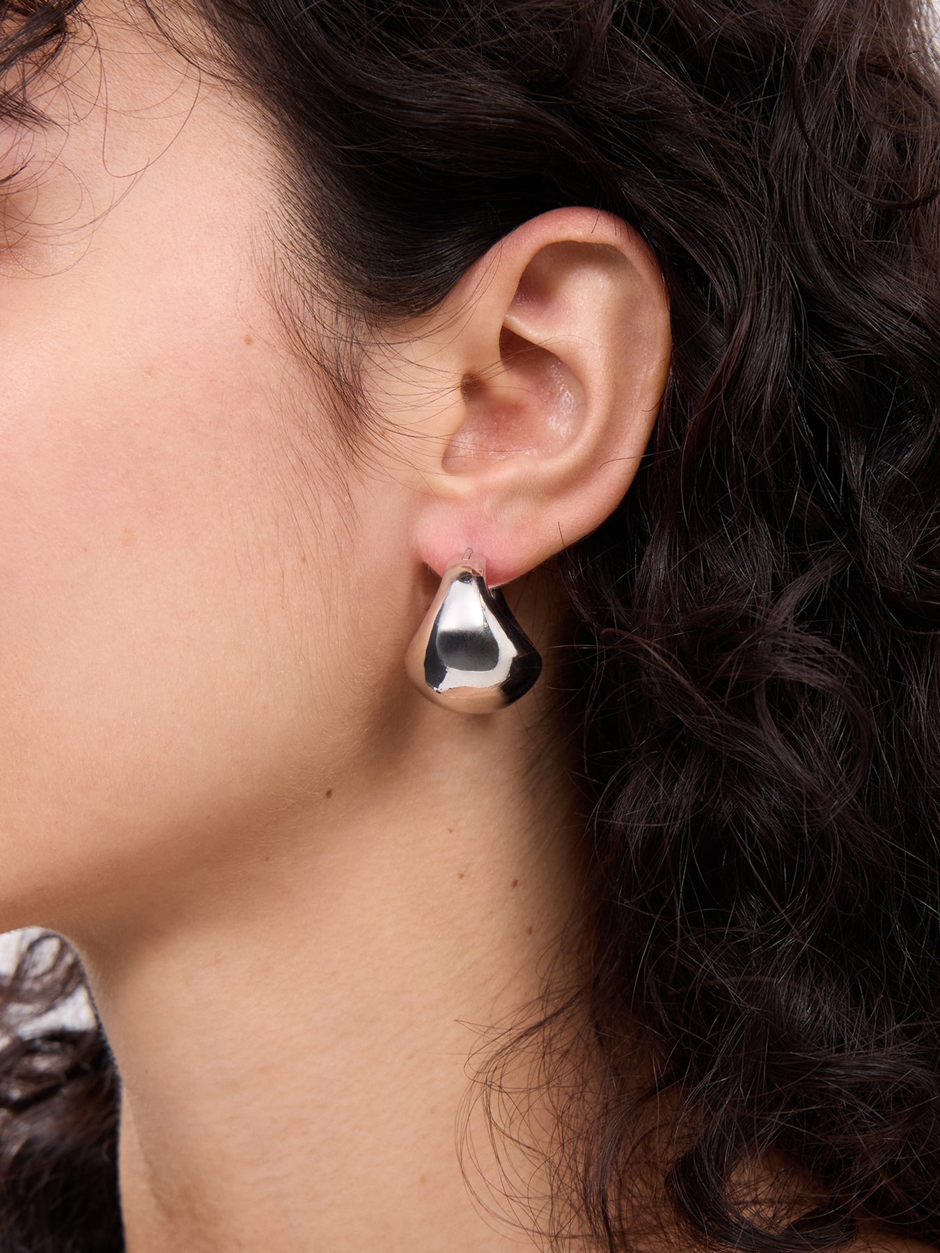 Sculptural Large Silver Volume Hoop Earrings