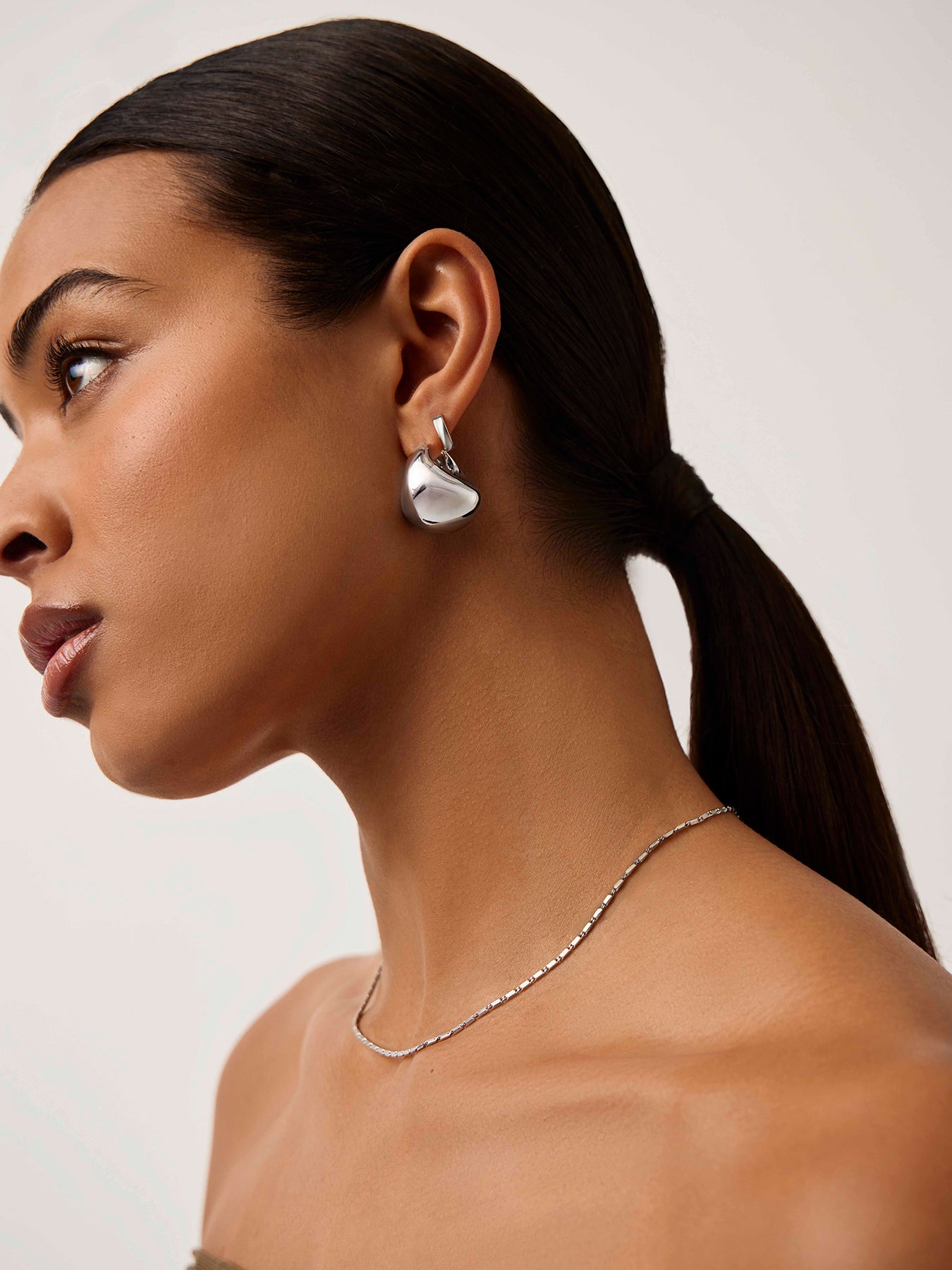 Sculptural Large Silver Volume Hoop Earrings