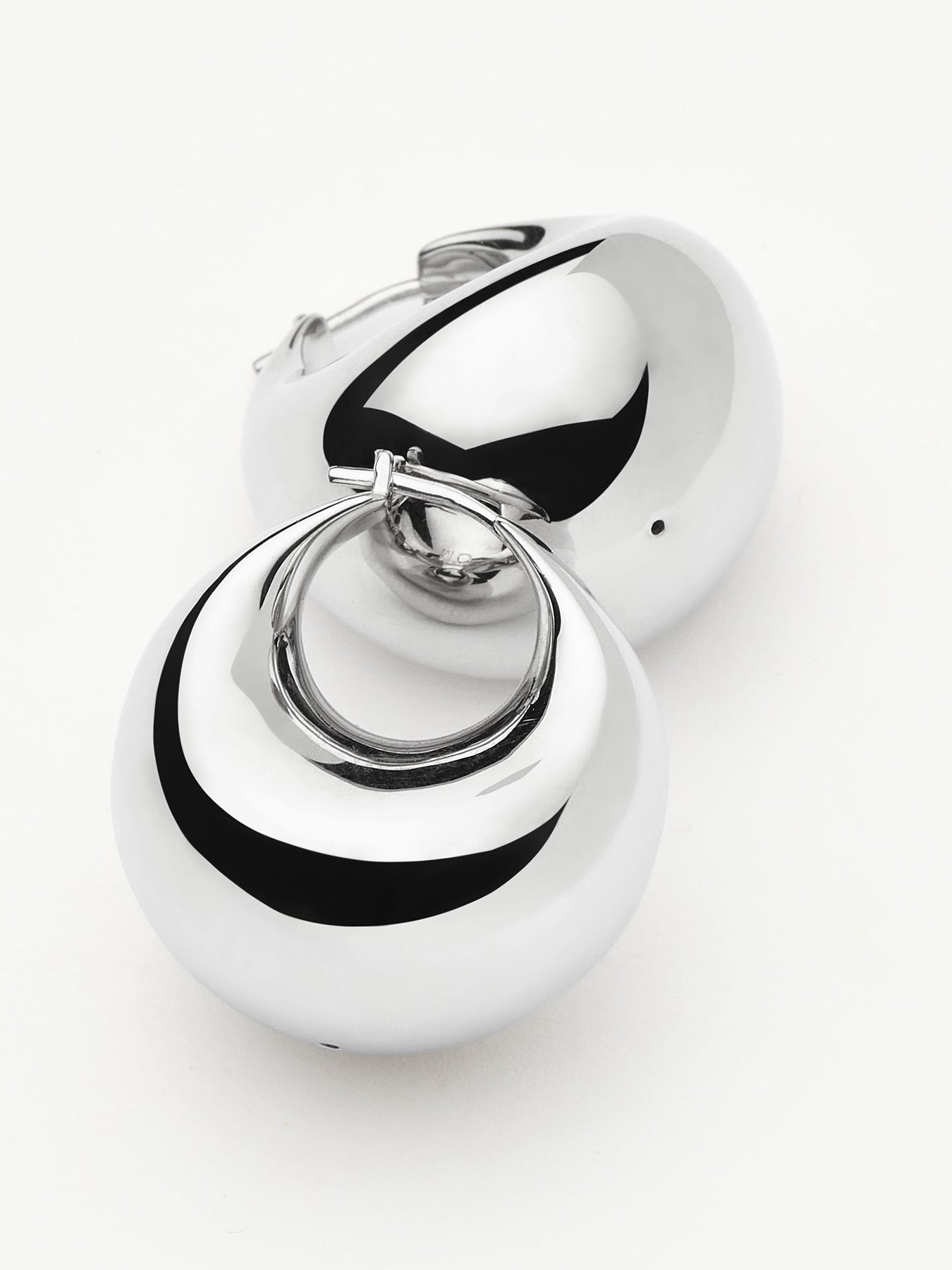 Sculptural Large Silver Volume Hoop Earrings