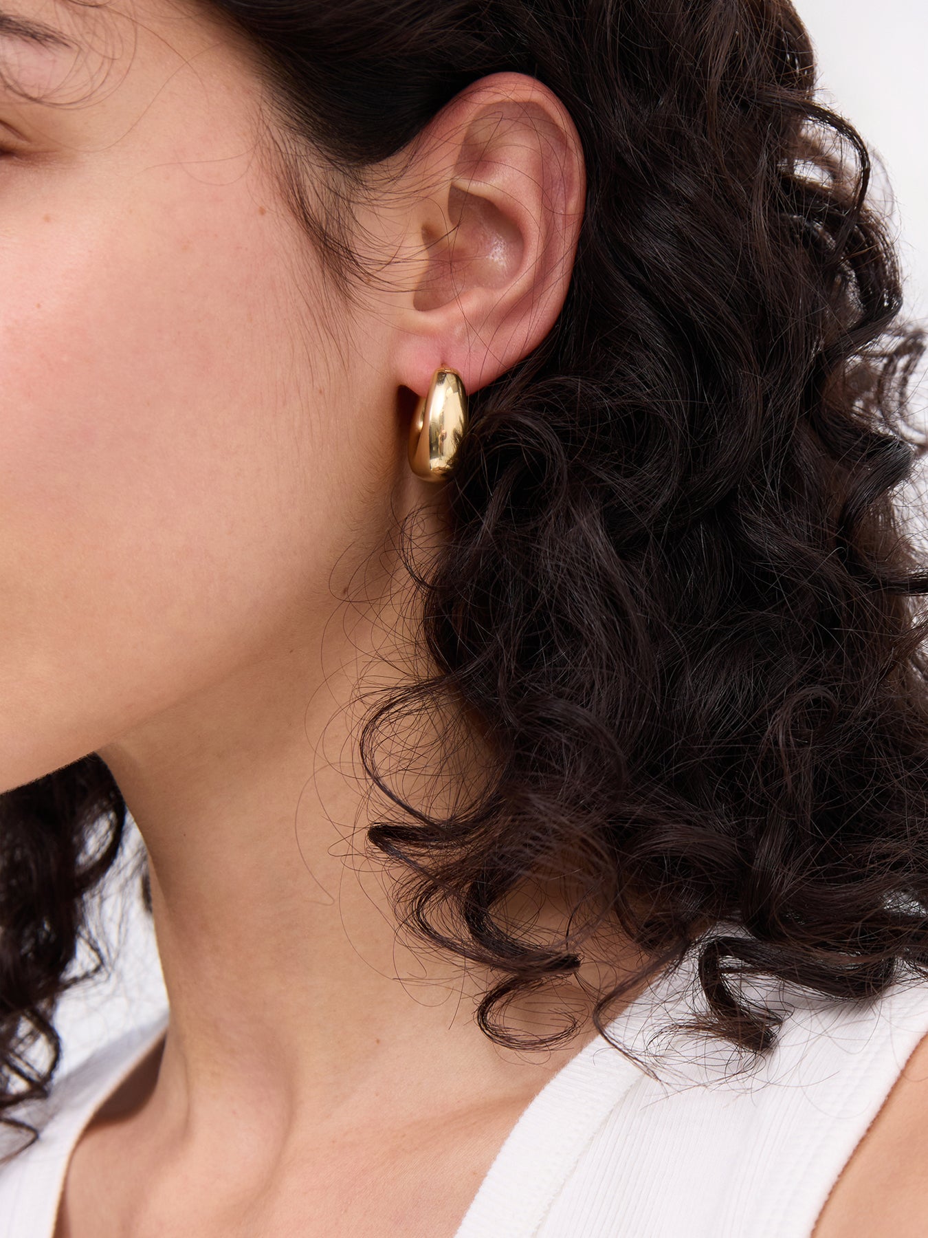 Sculptural Chubby Small Hoop Earrings Gold