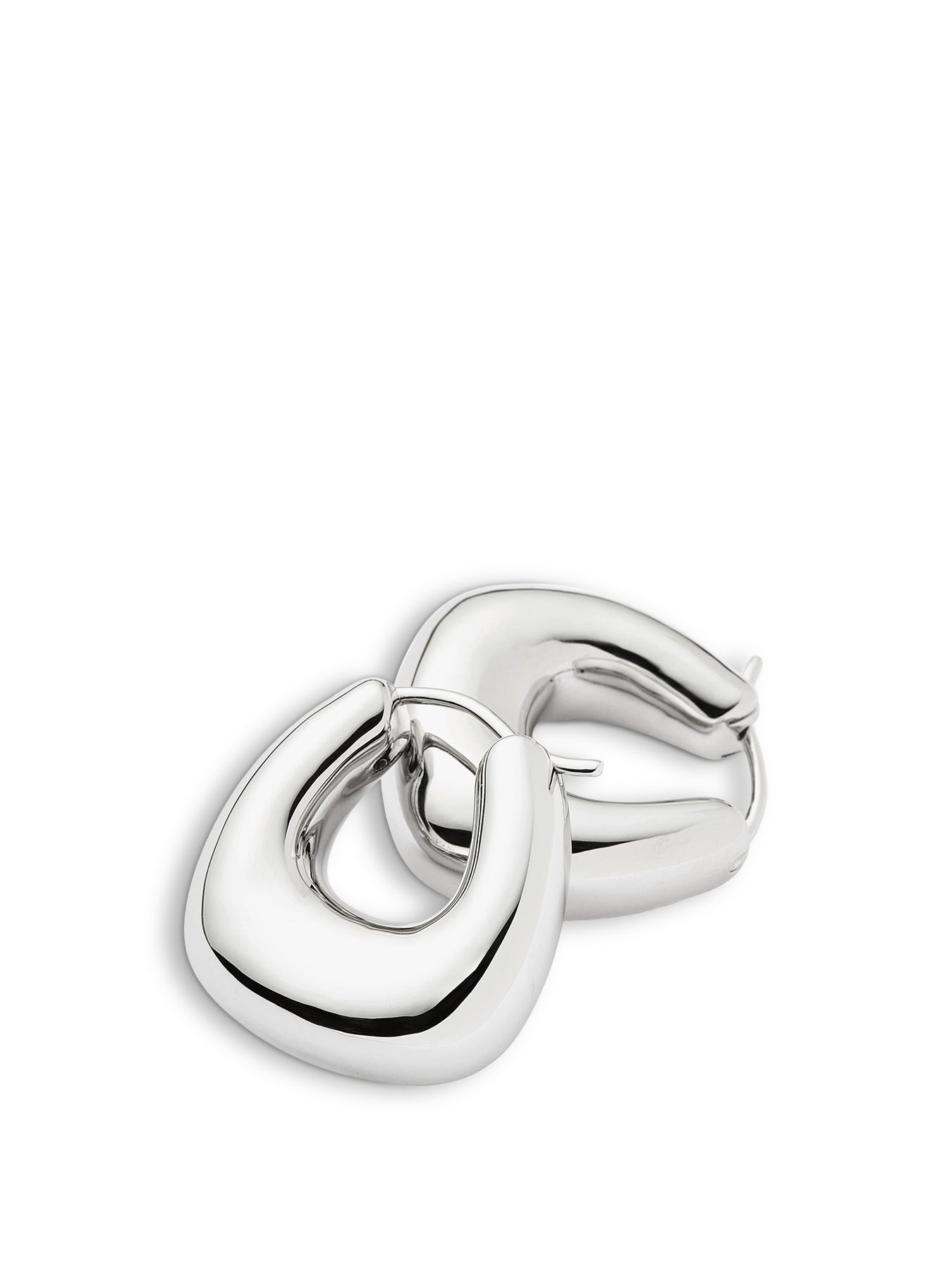 Sculptural Chubby Small Hoop Earrings Silver