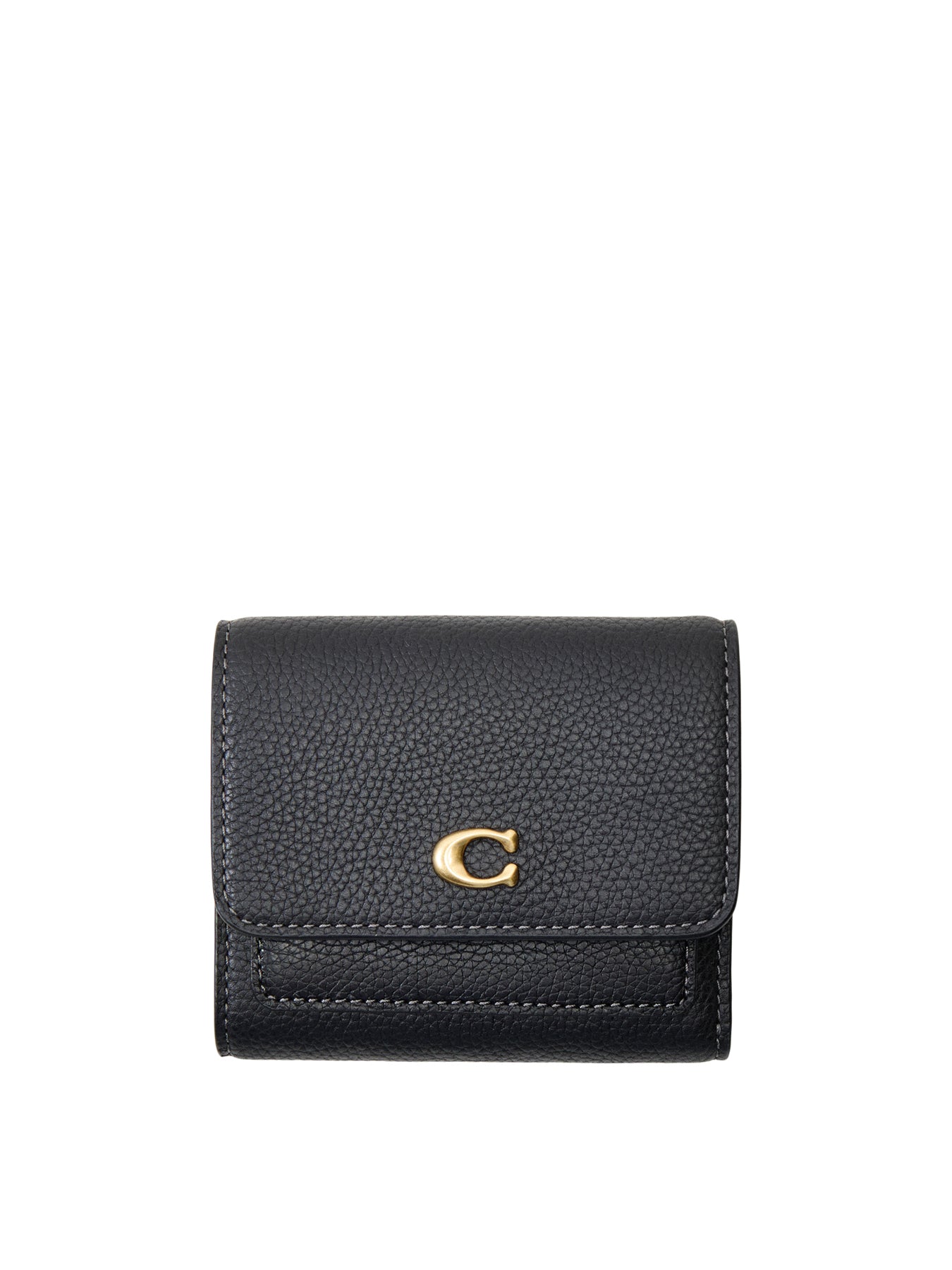 Leather Essential Small Flap Wallet Black