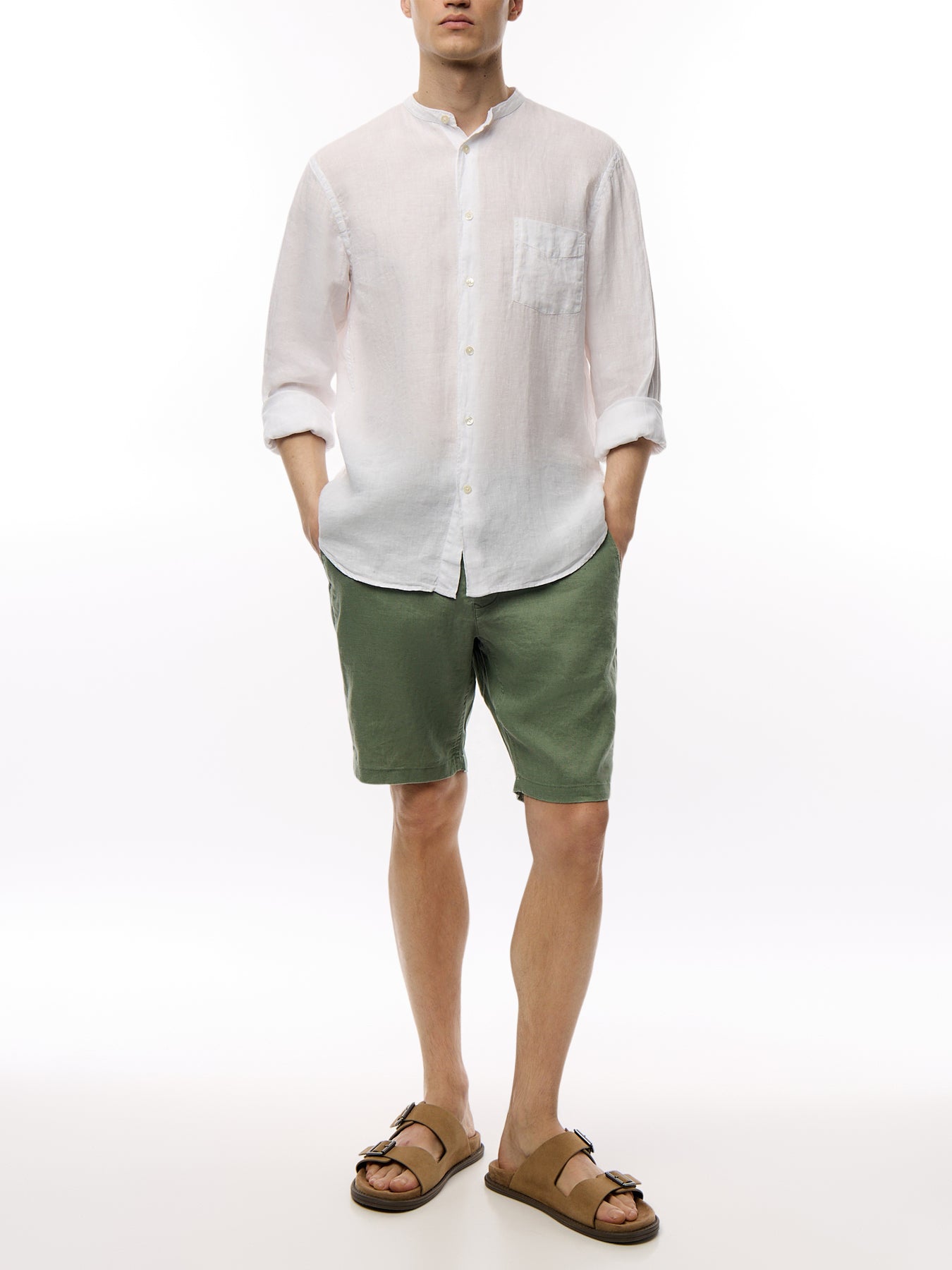 Collarless Premium Pat Woven Shirt