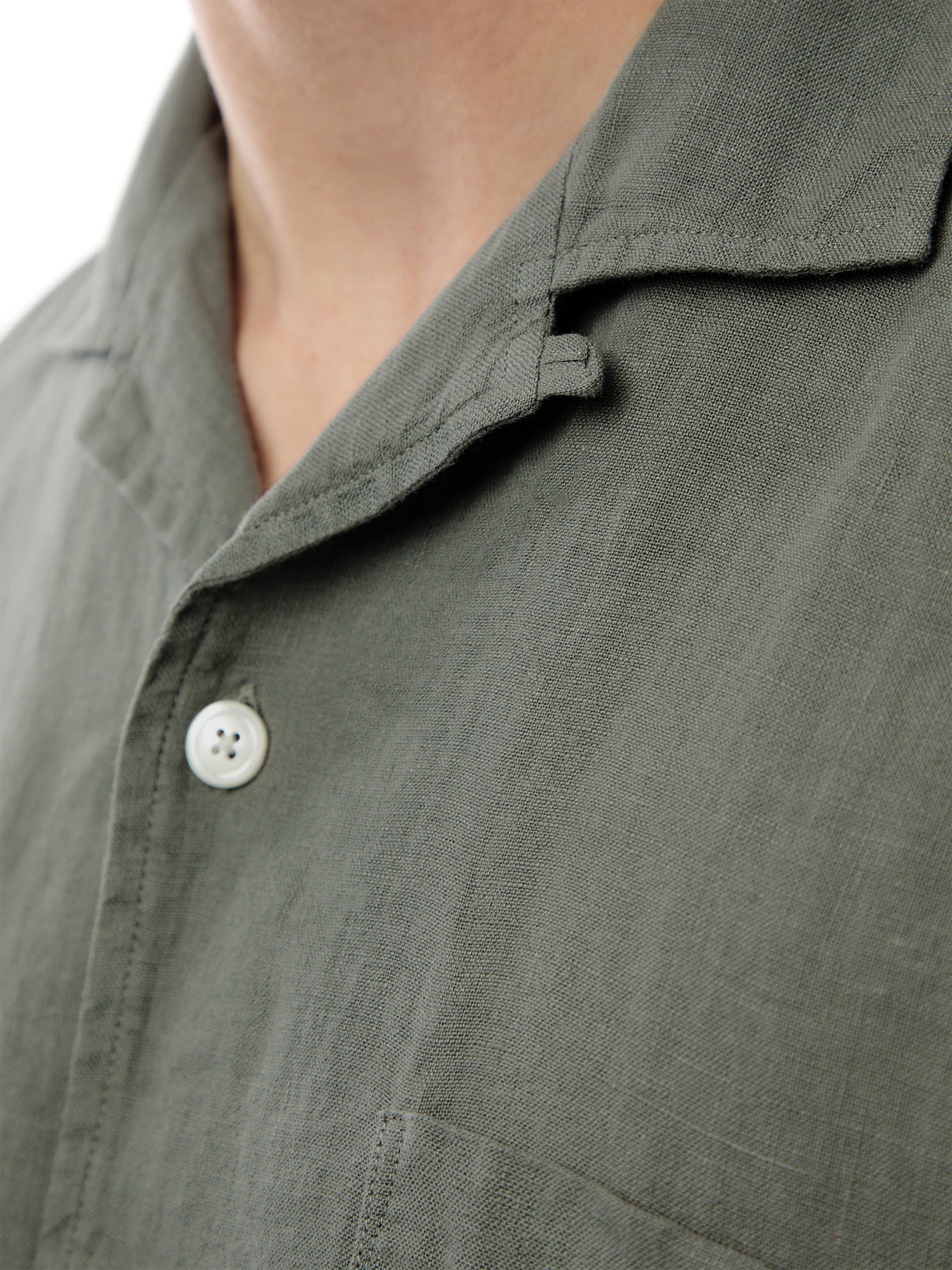 Revere Collar Linen Palm Mc Woven Shirt