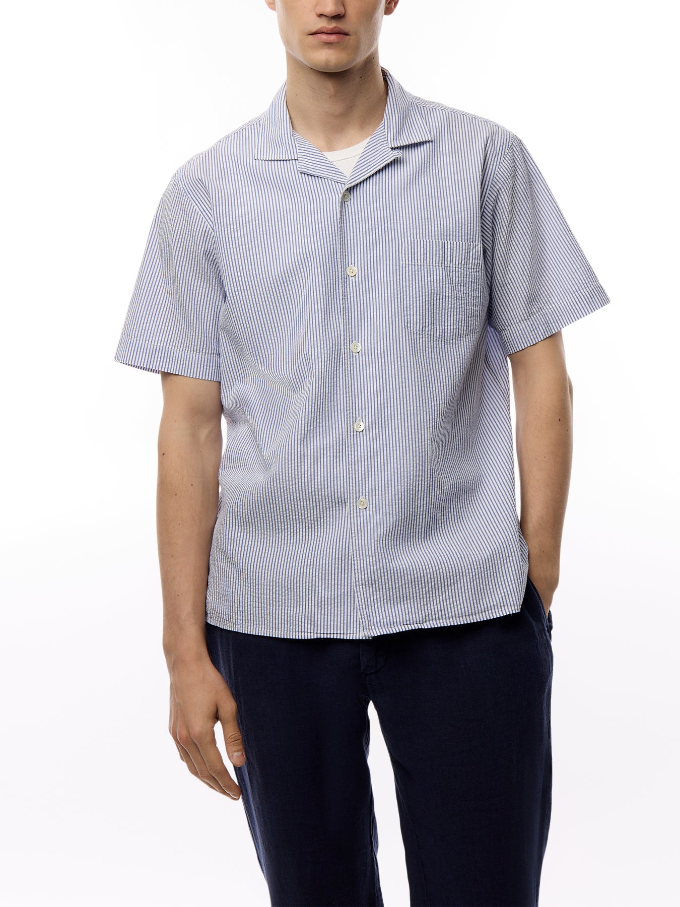 Light Seersucker Paul Pat Men Woven Shirt