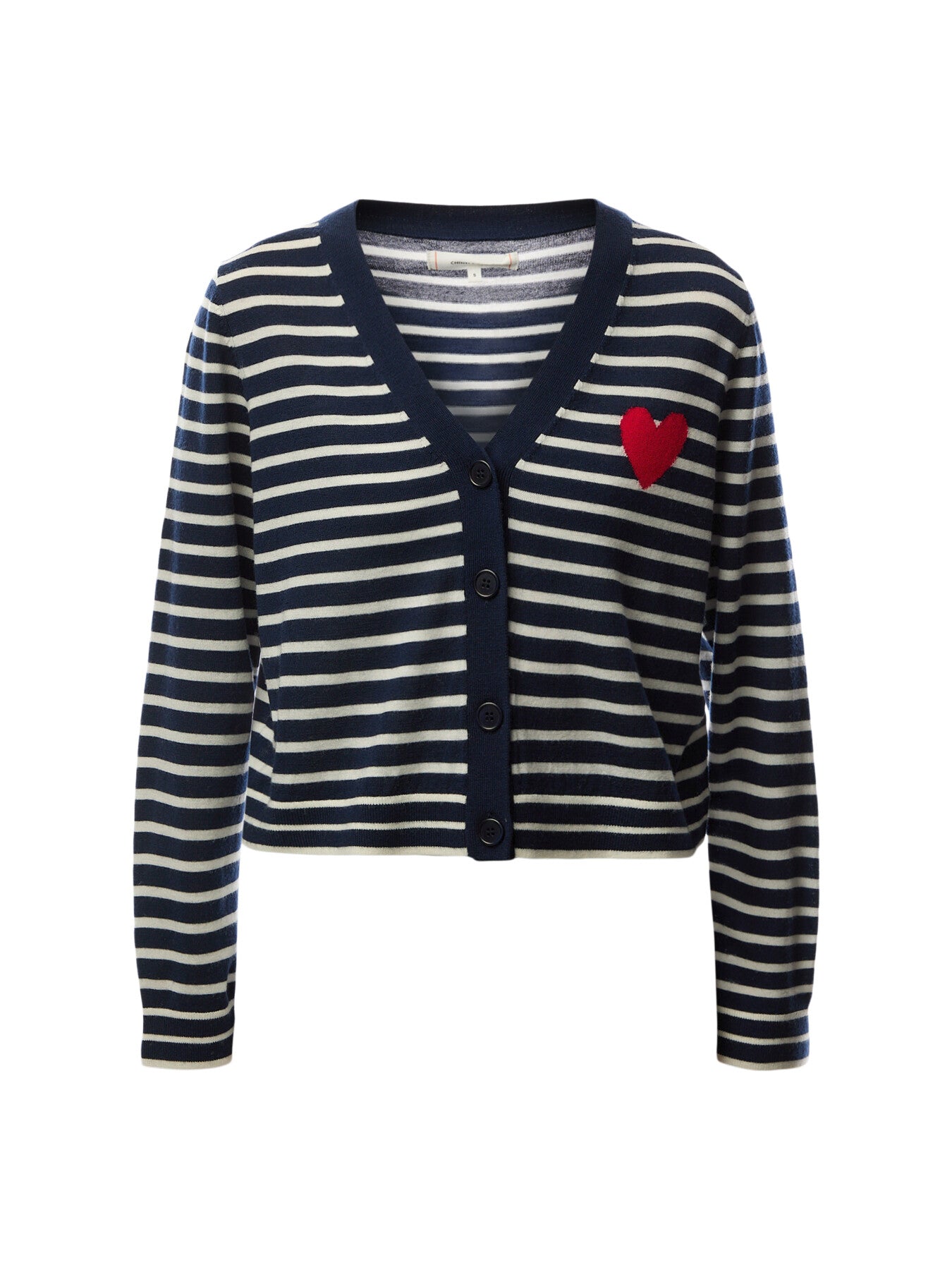 Pure Merino Heart Breton Cardigan