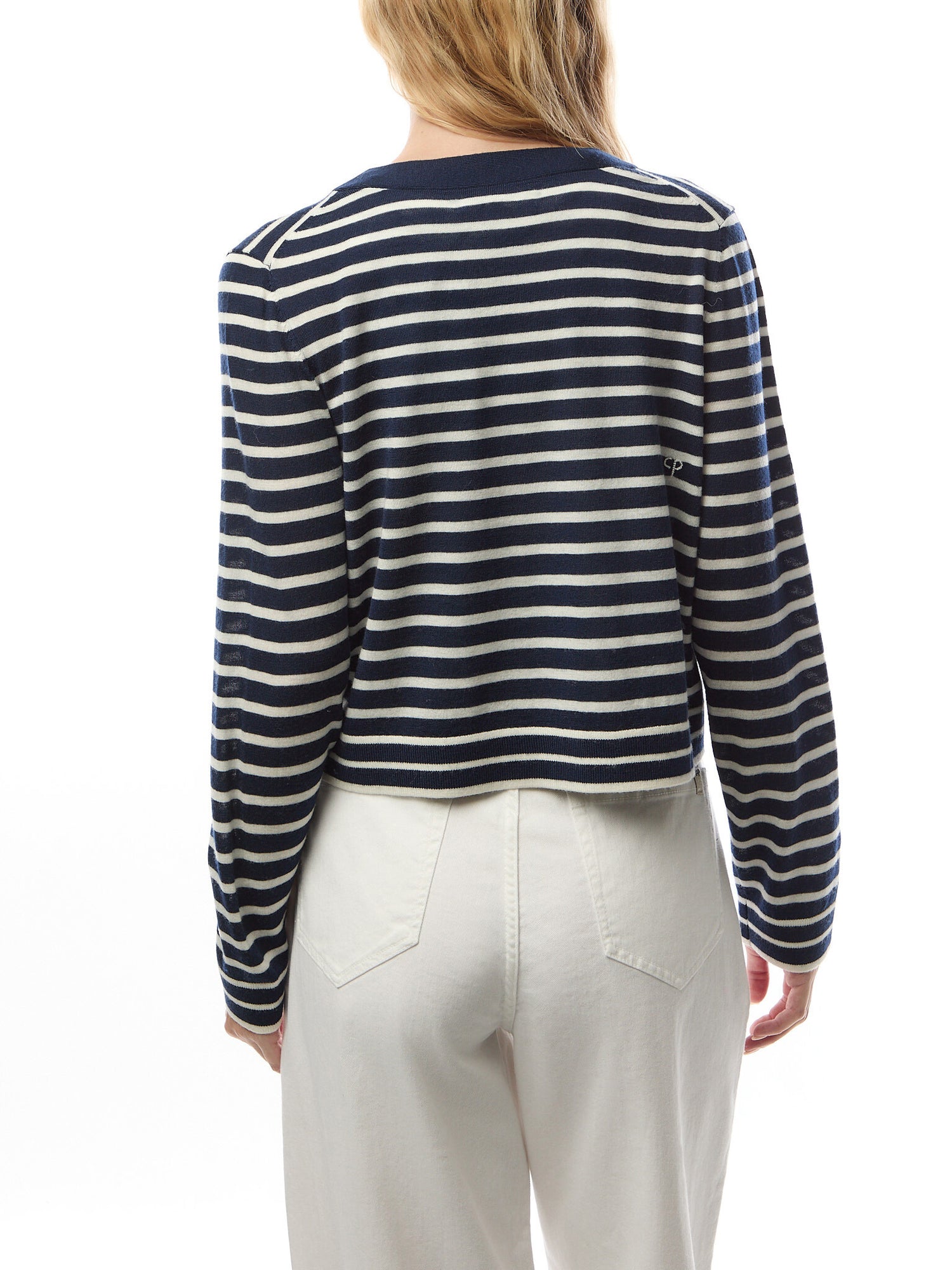 Pure Merino Heart Breton Cardigan