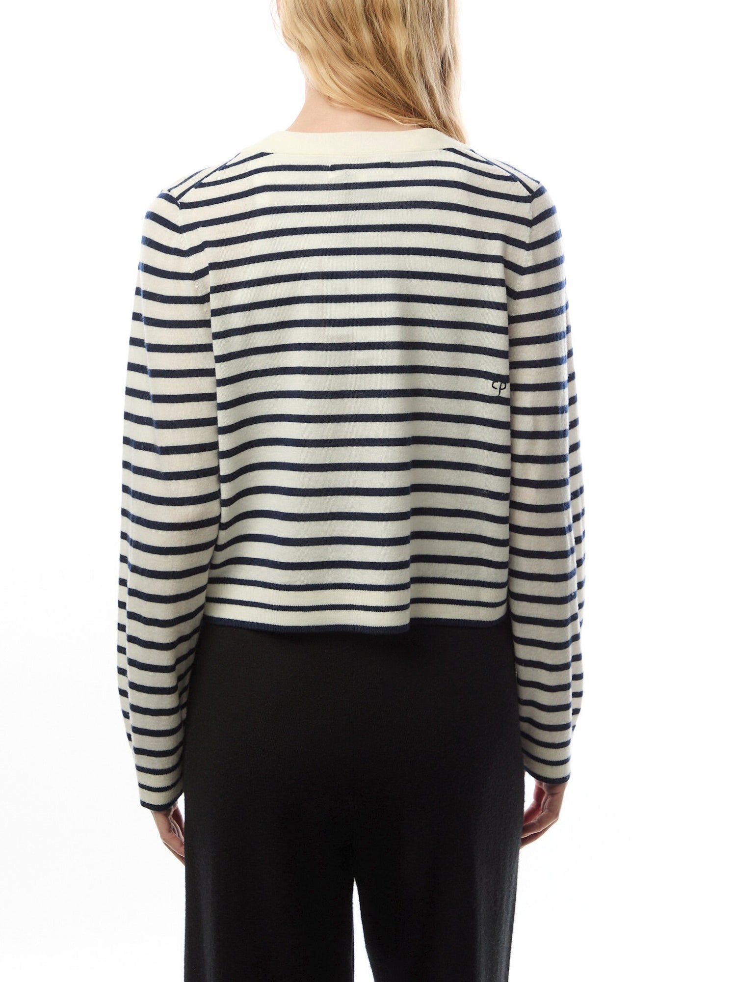 Pure Merino Heart Breton Cardigan