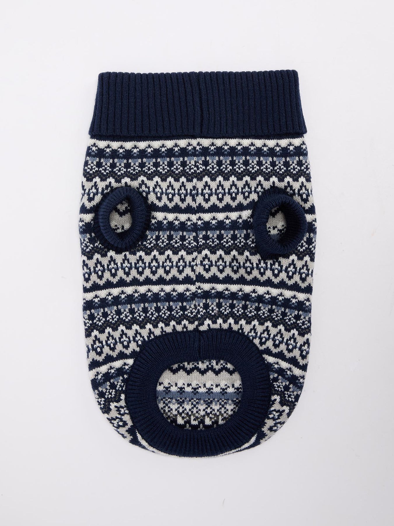 Marlow Fair Isle Dog Jumper Navy Small