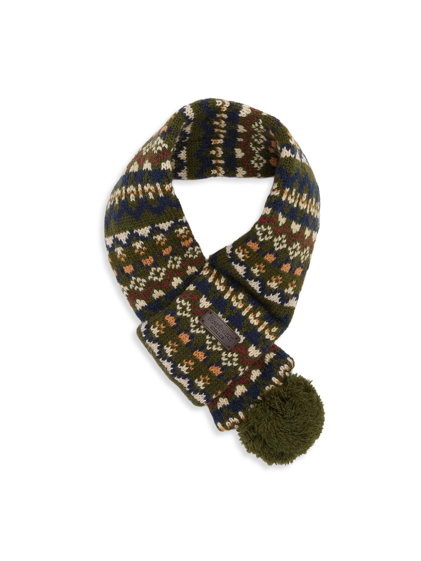 Barbour Marlow Fair Isle Dog Scarf Olive Small/Medium