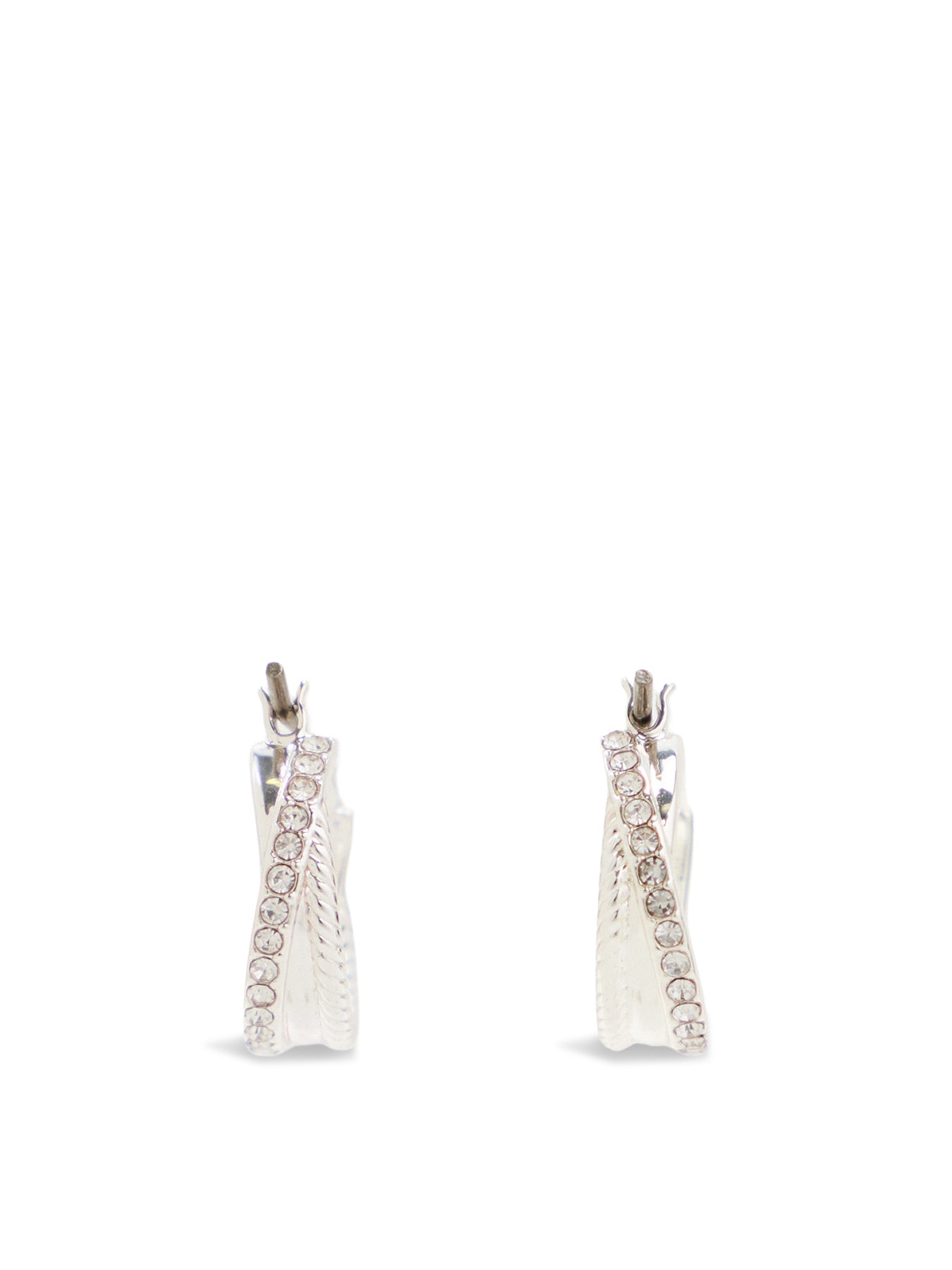 15mm Twisted Rope Pavé Hoop Earrings Silver