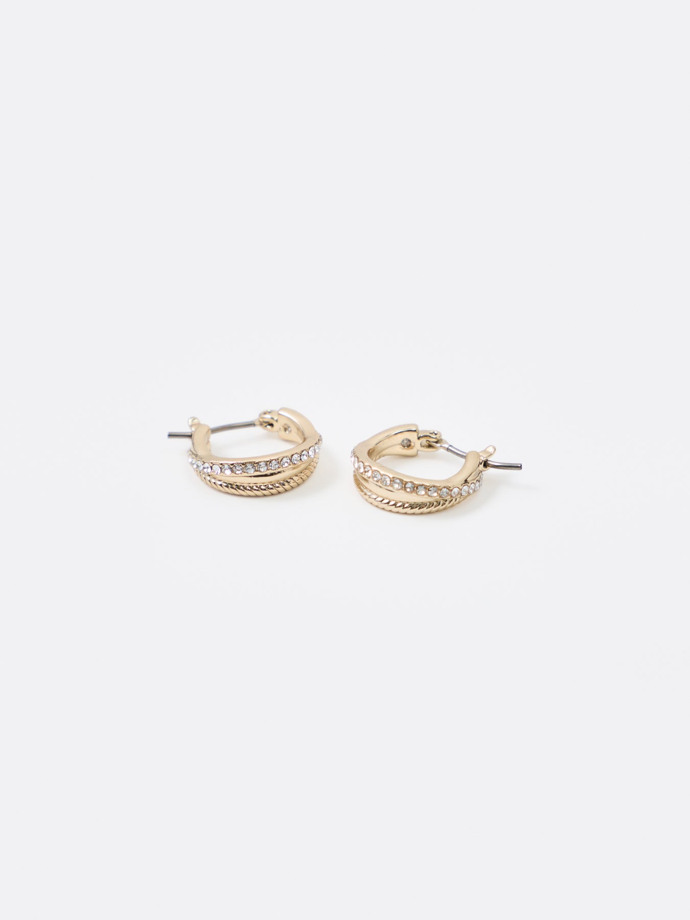 15mm Twisted Rope Pavé Hoop Earrings Gold