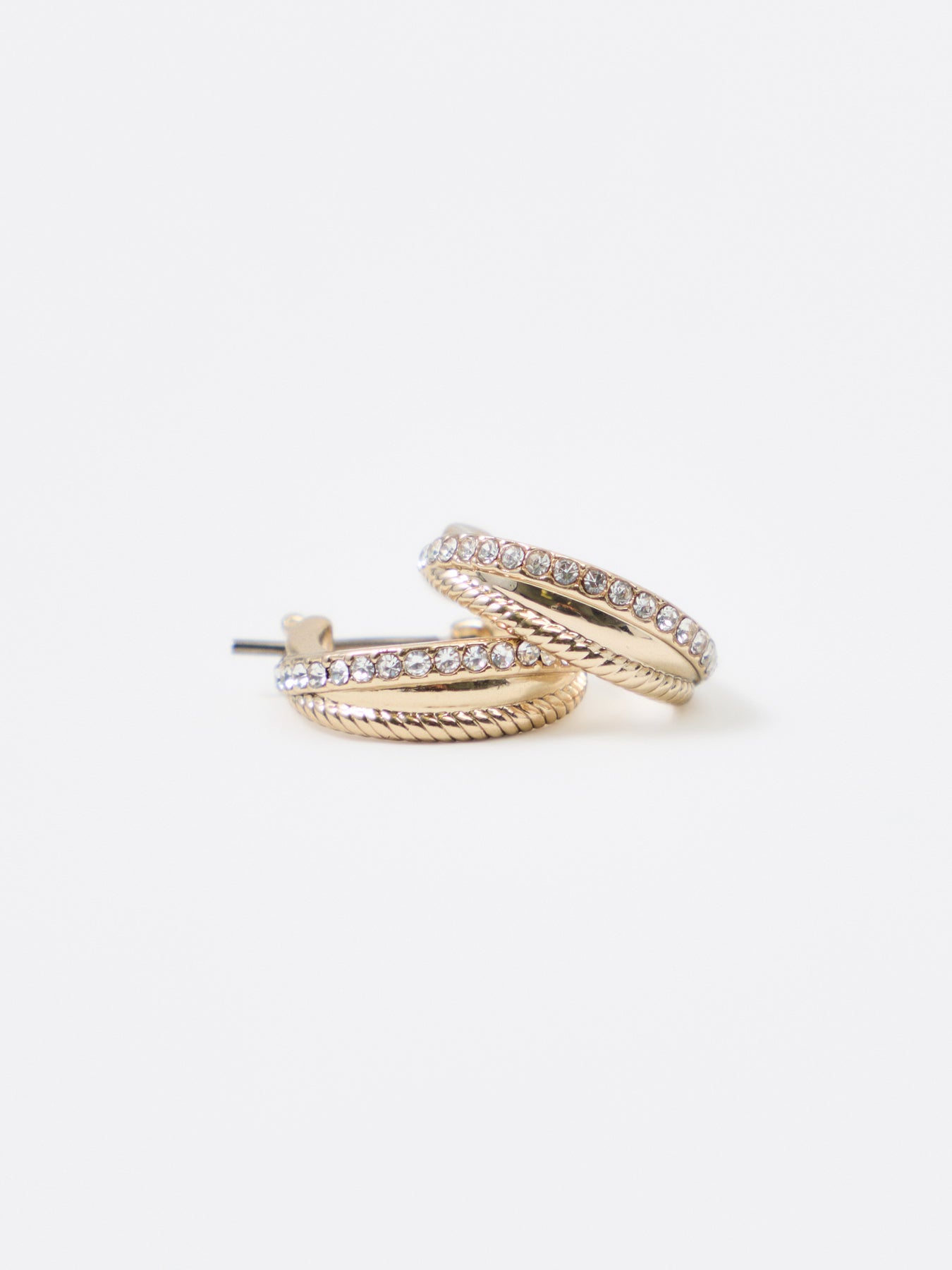 15mm Twisted Rope Pavé Hoop Earrings Gold