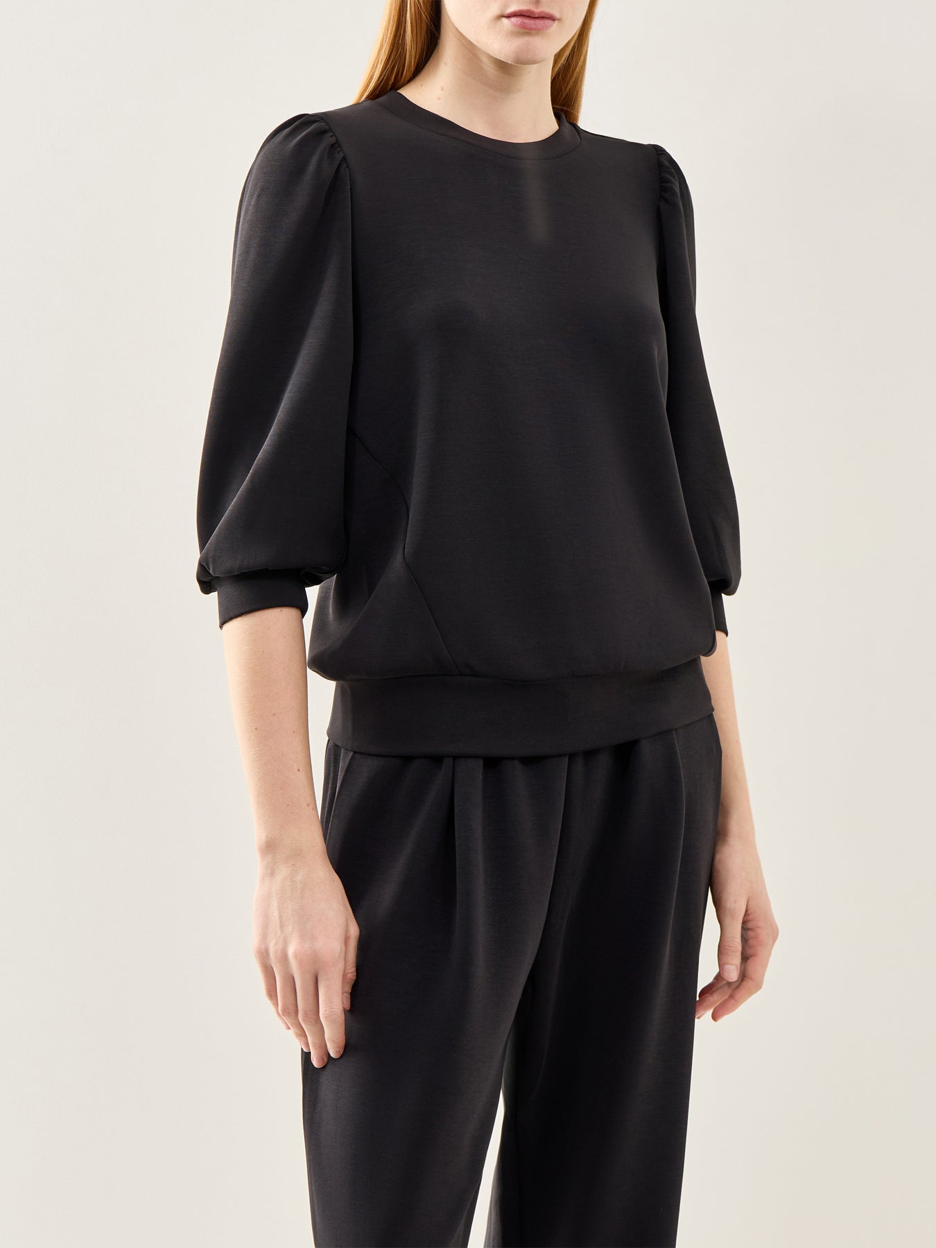 Tenny Three-Quarter Sleeve Sweat Top Black