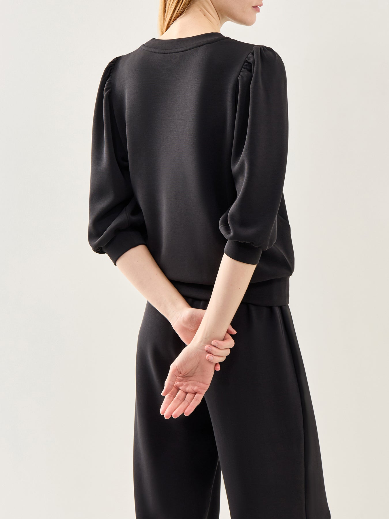 Tenny Three-Quarter Sleeve Sweat Top Black