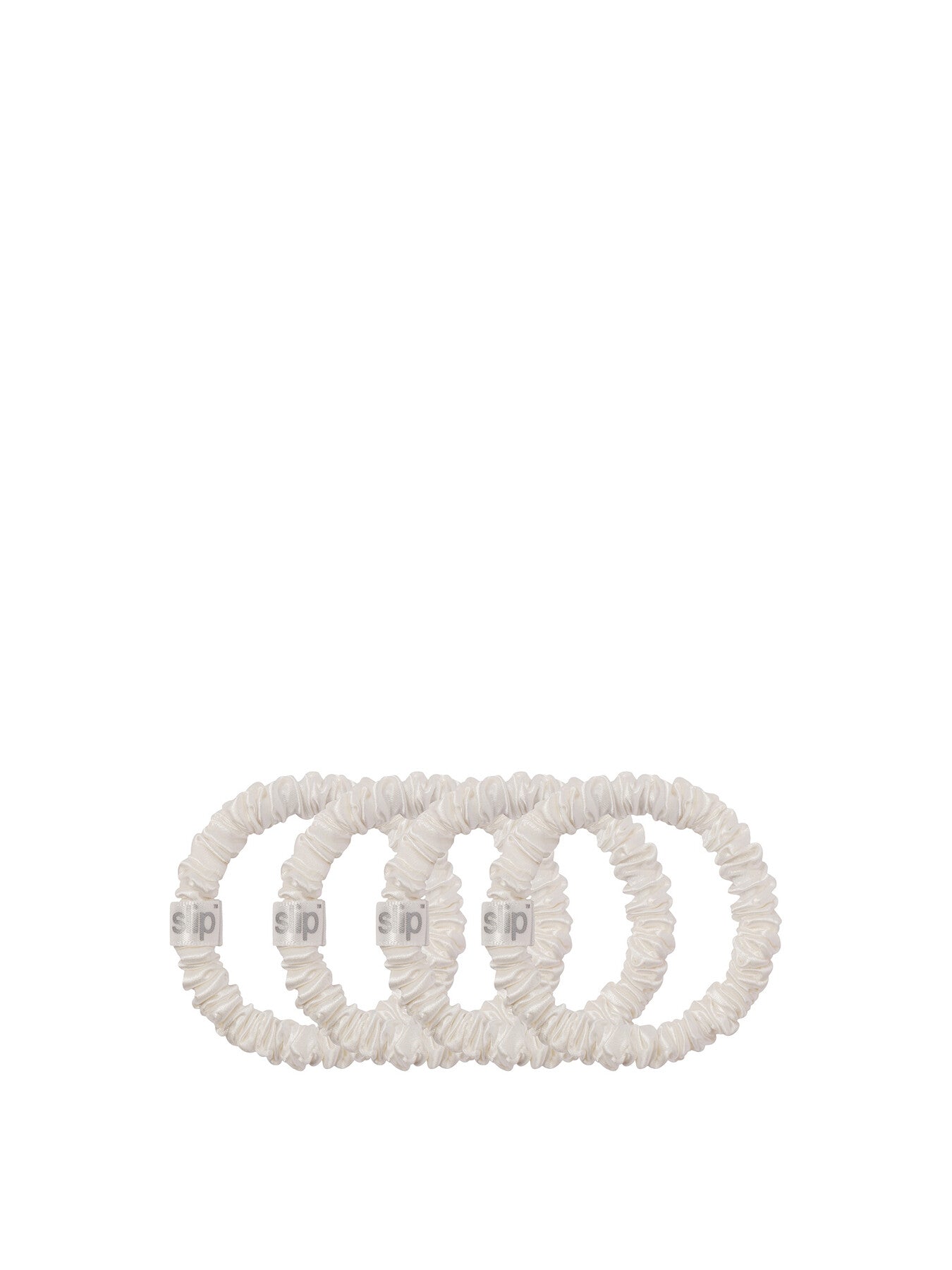 Pure Silk Skinny Scrunchies White