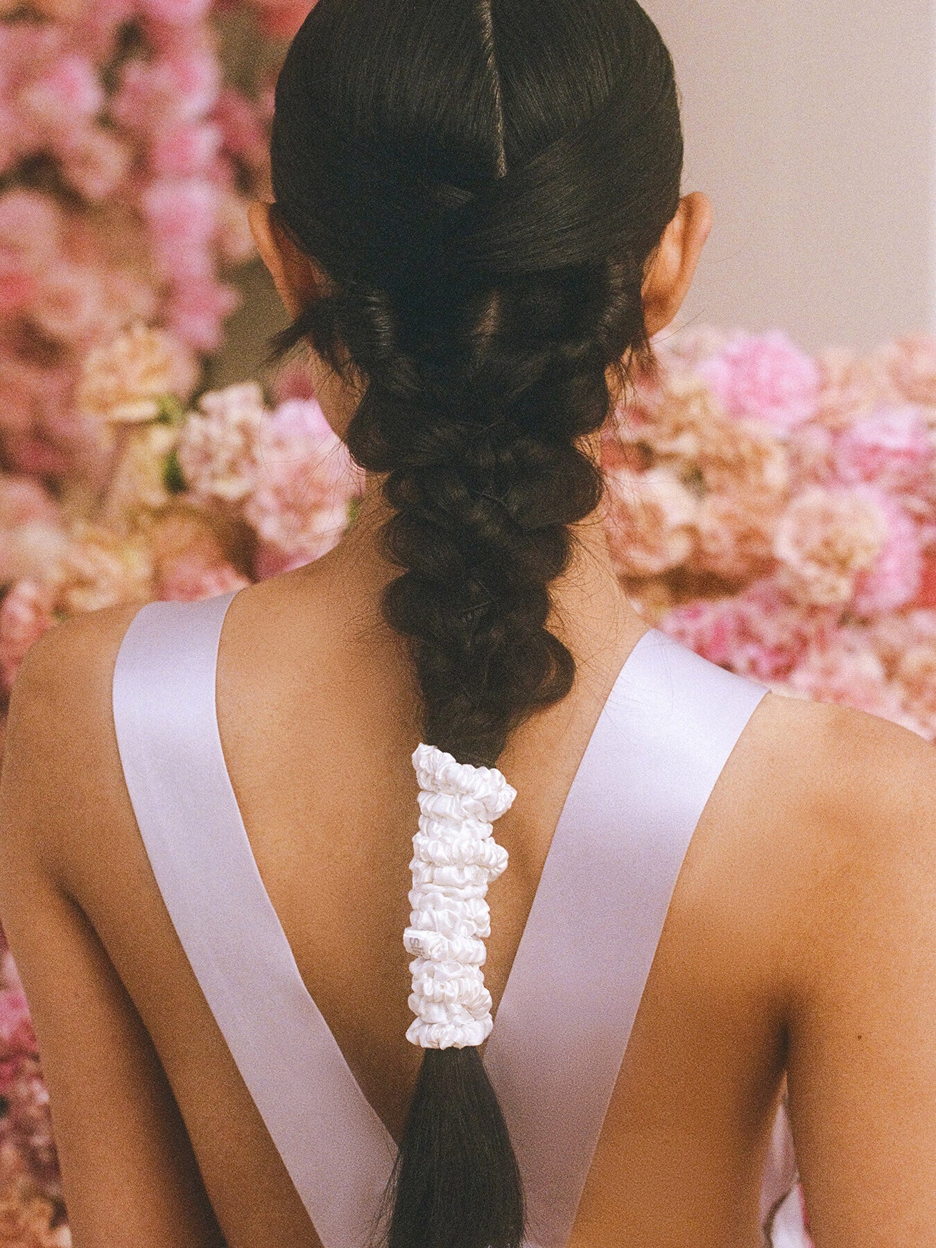 Pure Silk Skinny Scrunchies White