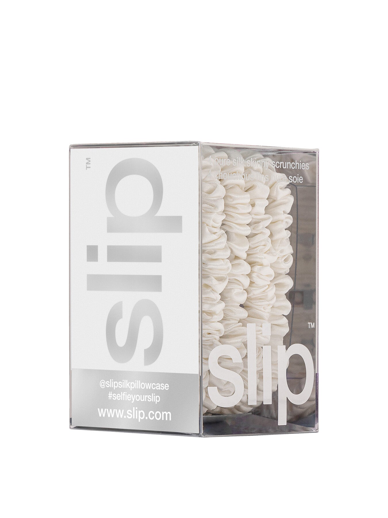 Pure Silk Skinny Scrunchies White