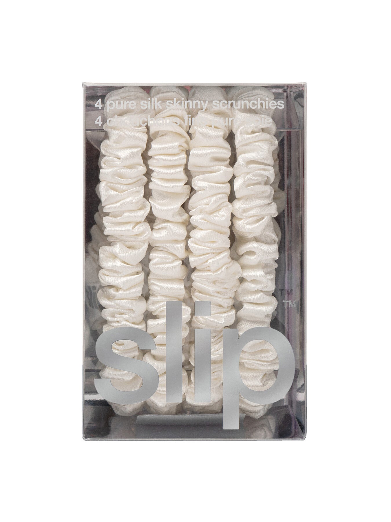 Pure Silk Skinny Scrunchies White