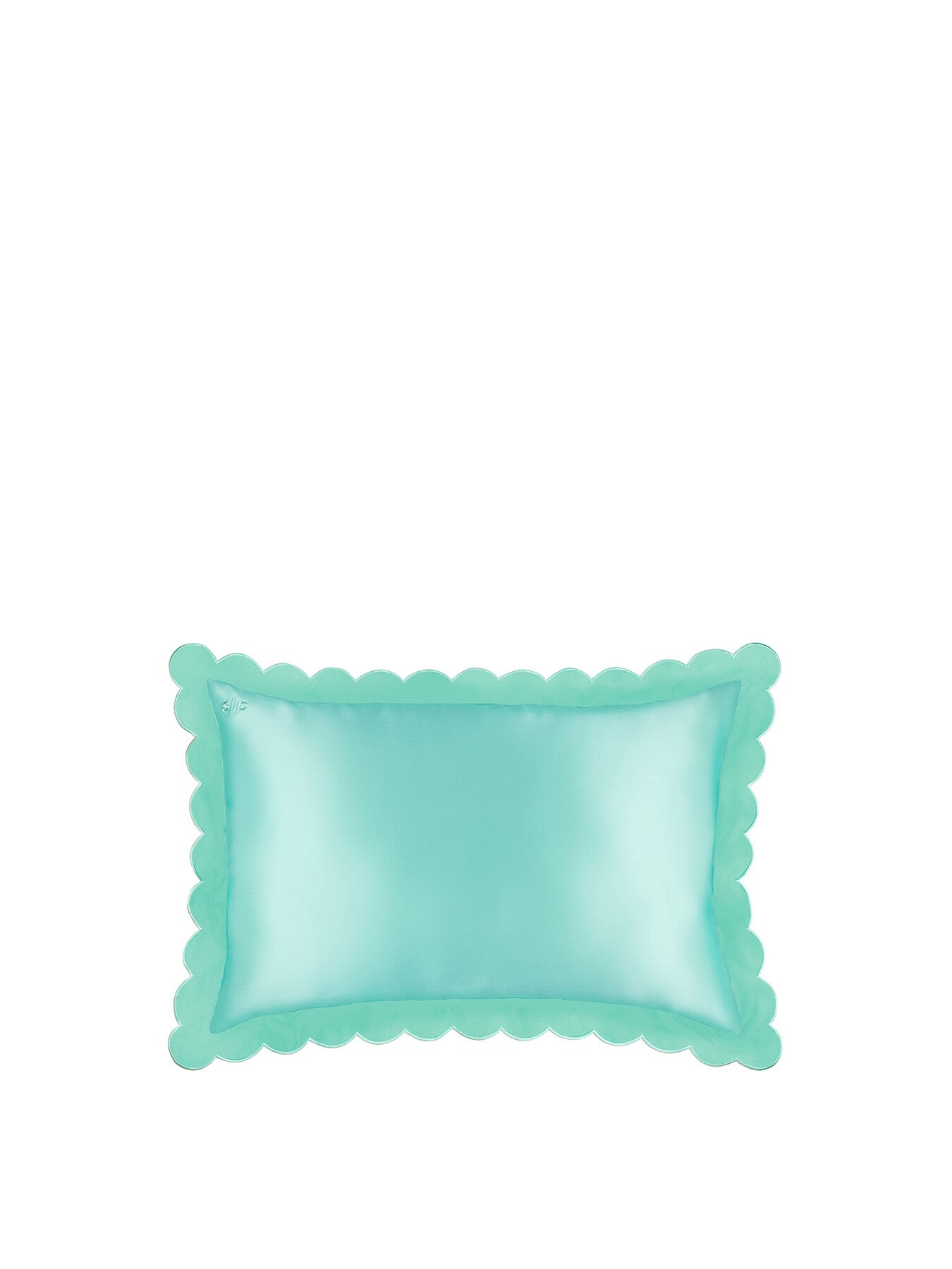 Pure Silk Queen Pillowcase With Scalloped Edge Turquoise