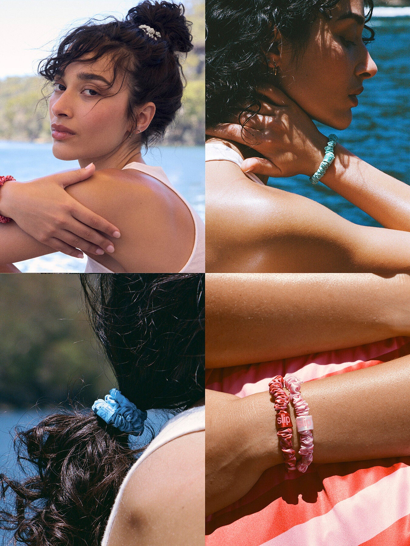 Pure Silk Skinny Scrunchies With Complimentary Pouch High Tide