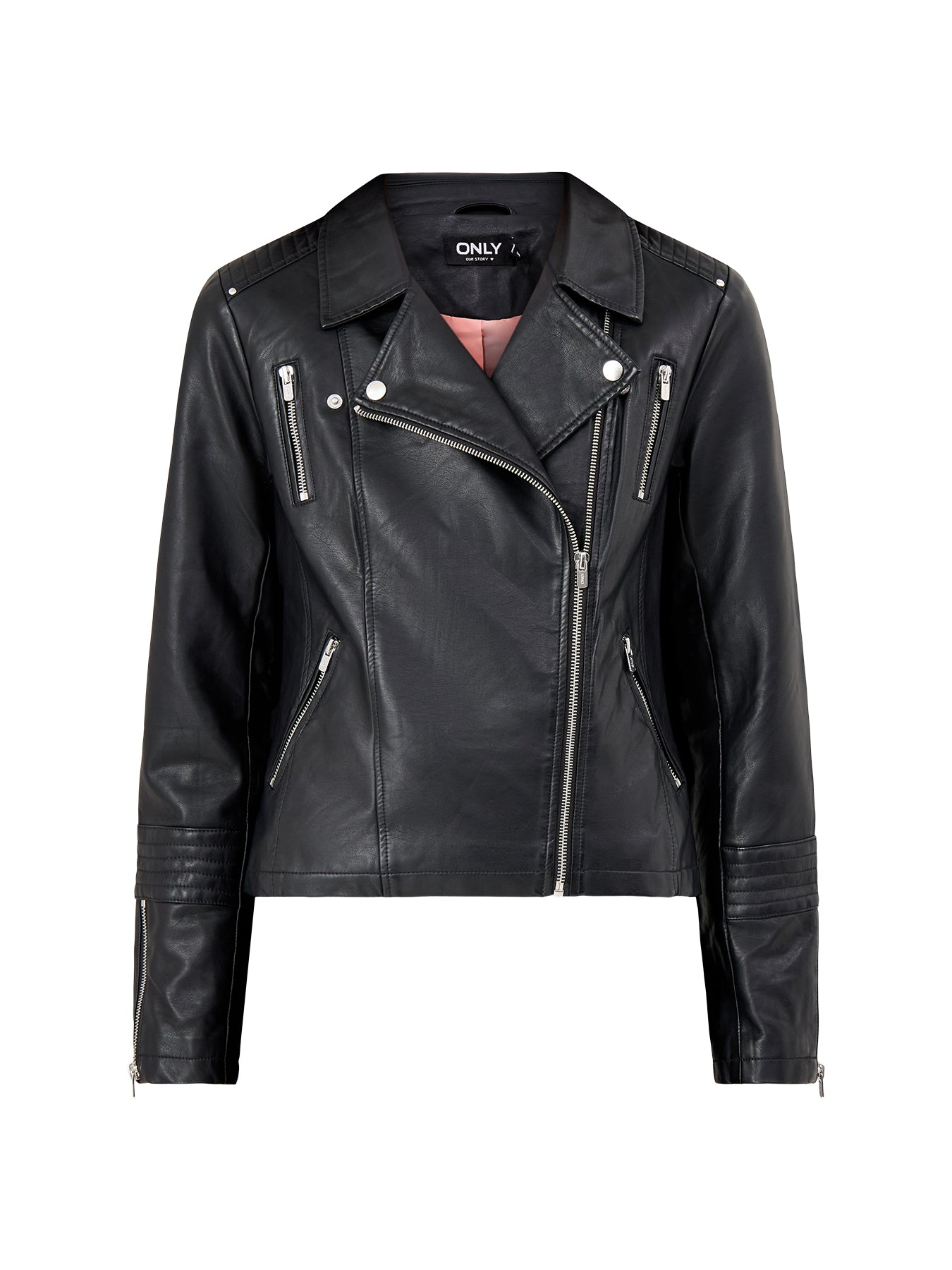 Faux Leather Biker Jacket Black