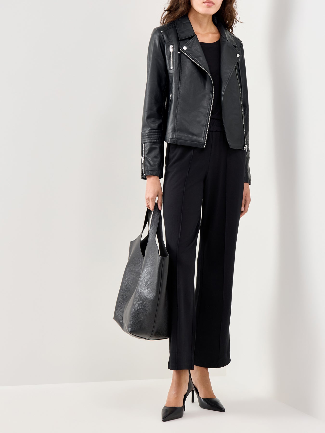 Faux Leather Biker Jacket Black