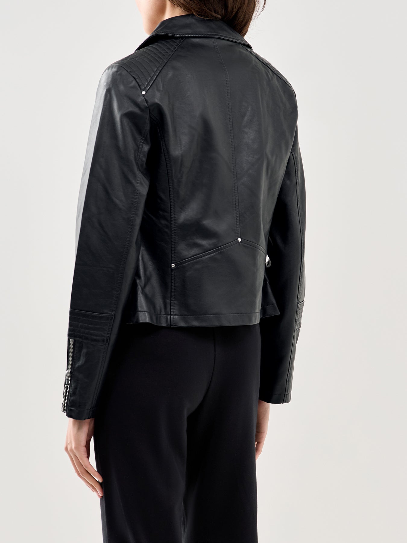 Faux Leather Biker Jacket Black