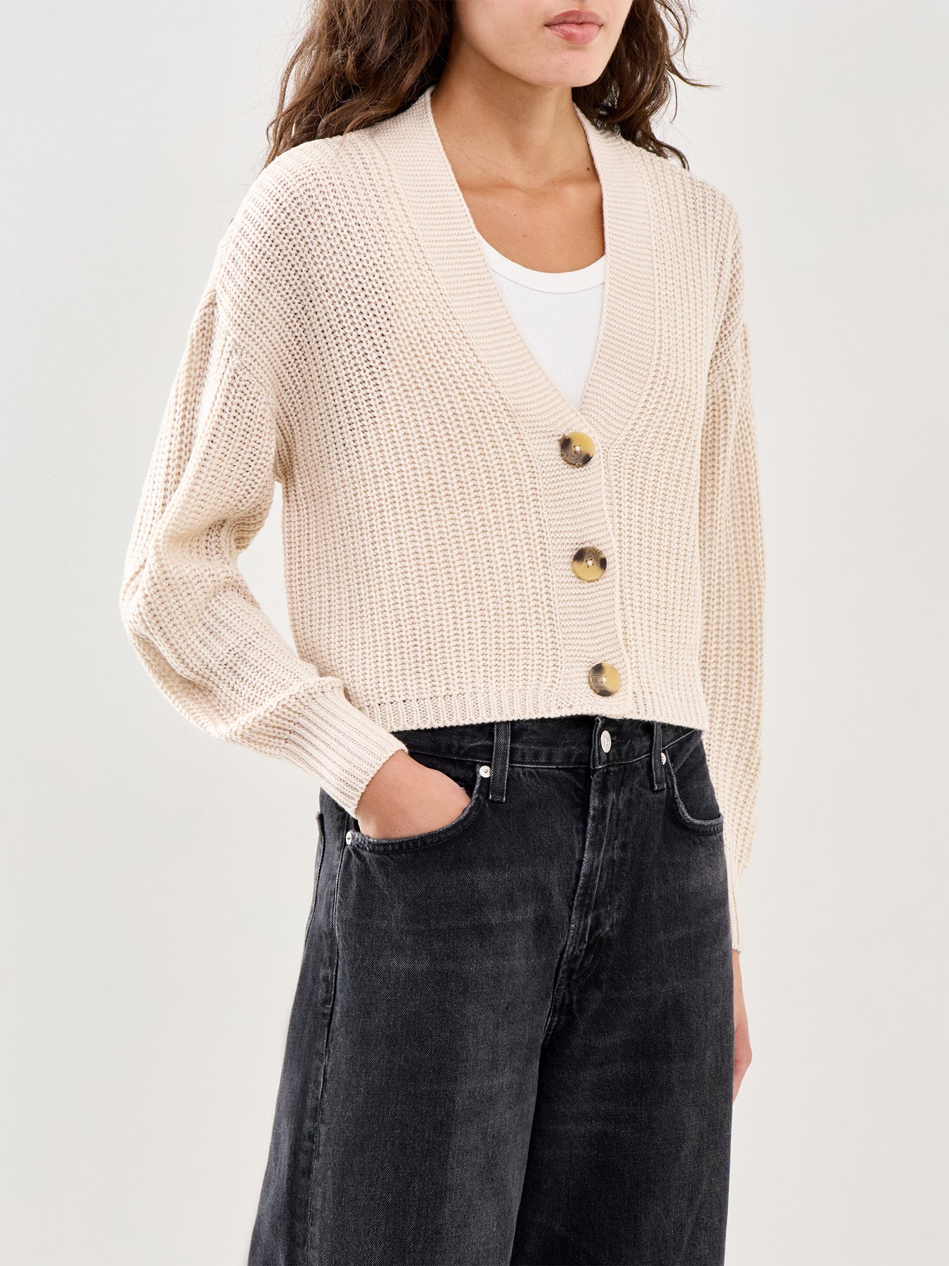 Long Sleeve Knit Cardigan Beige