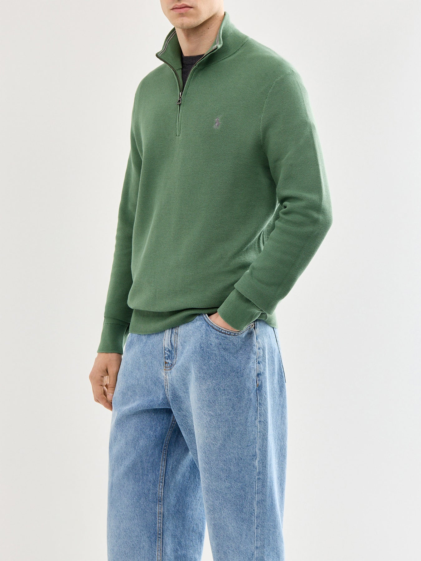 Textured Cotton 1/4 Zip