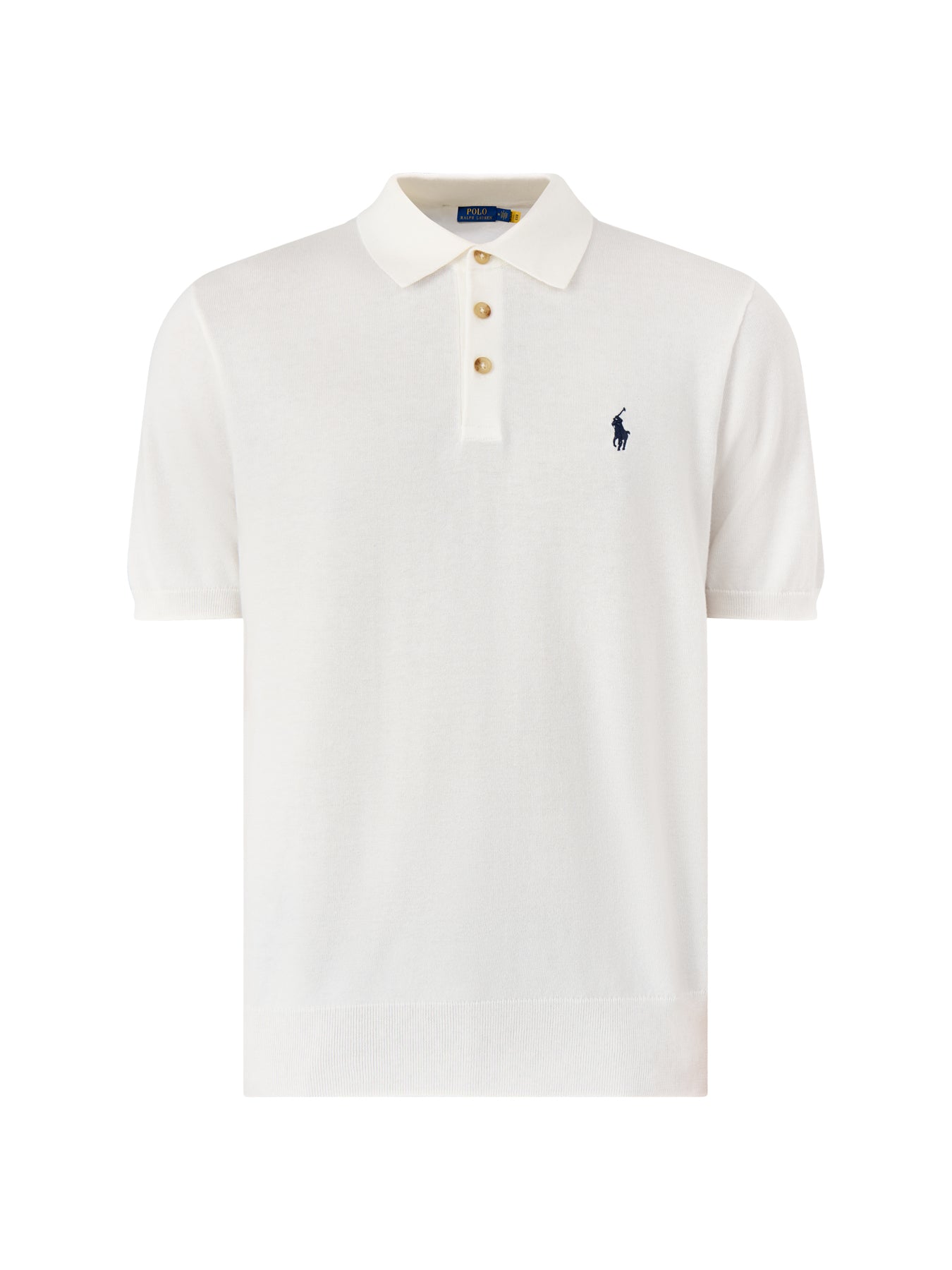 Knitwearted Polo Top Deckwash White Navy