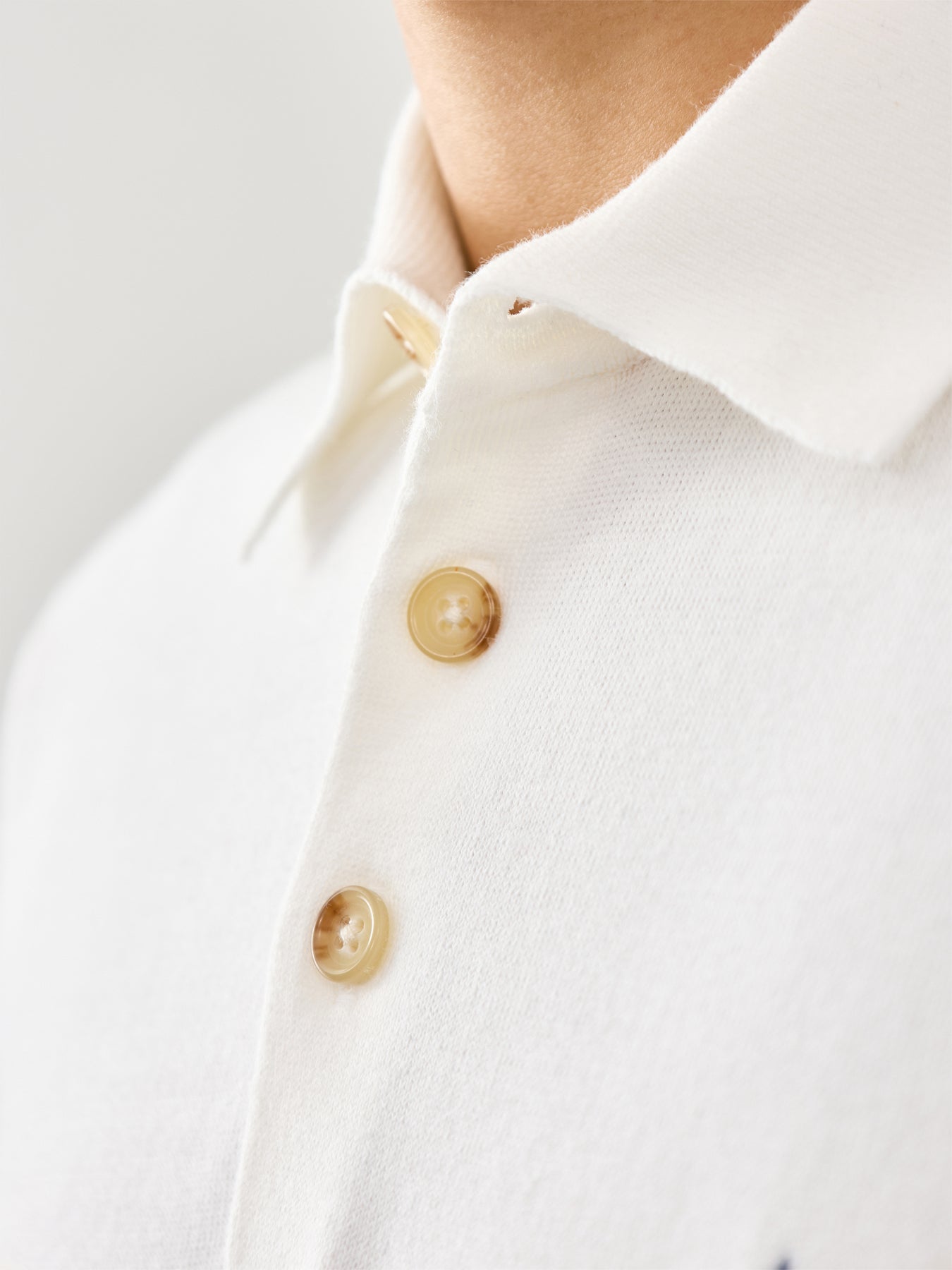 Knitwearted Polo Top Deckwash White Navy