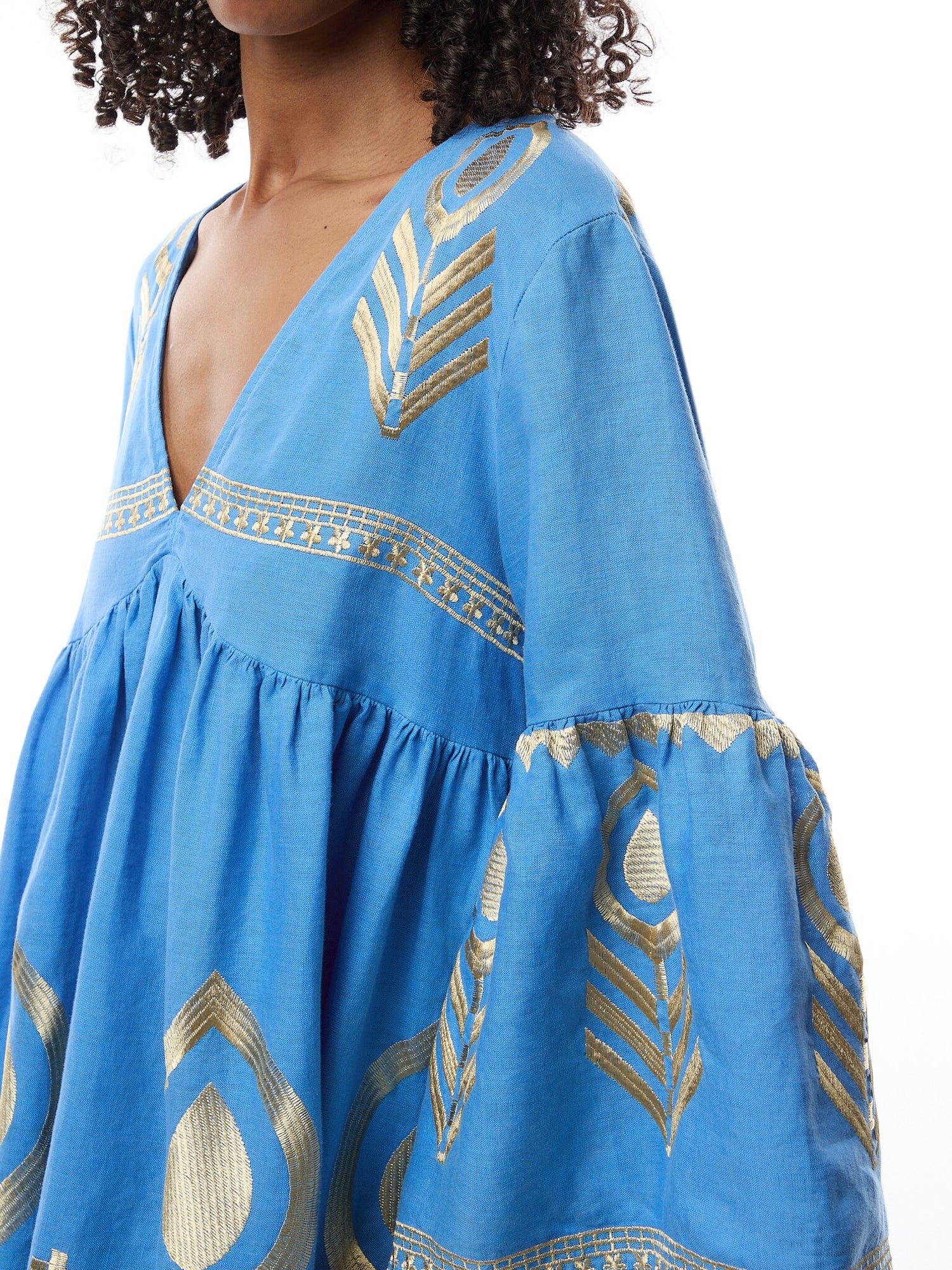 Linen Feather Mini Dress