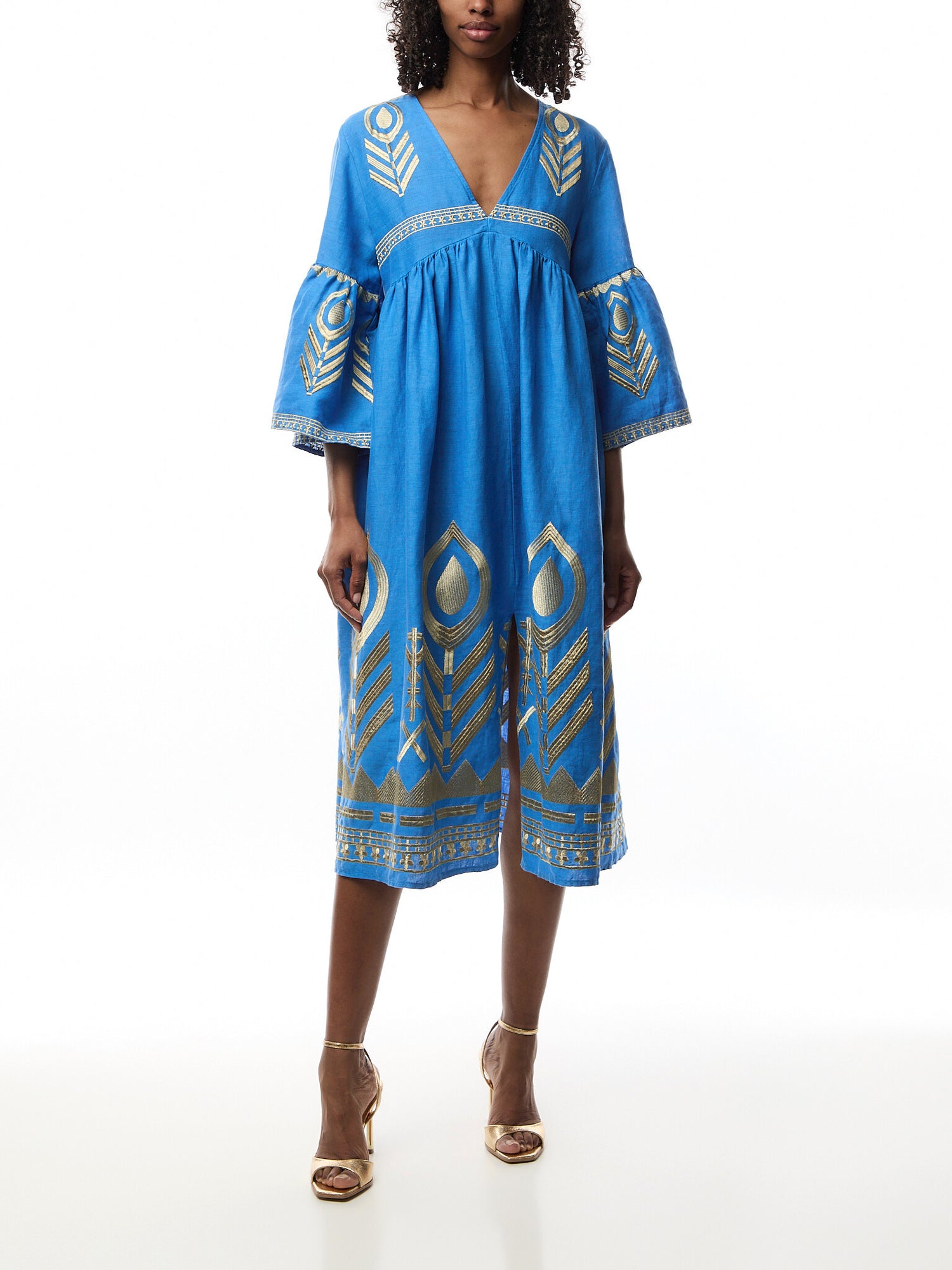 Linen Feather Midi Dress