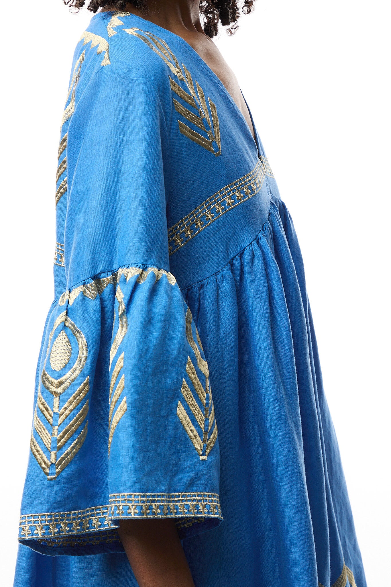 Linen Feather Midi Dress