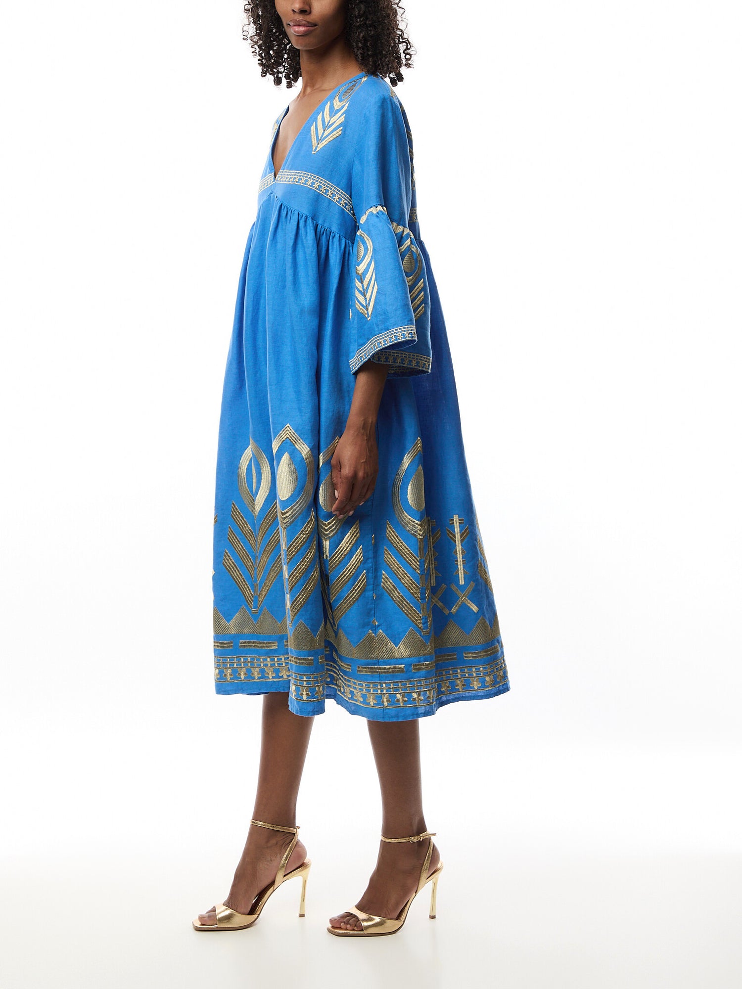 Linen Feather Midi Dress