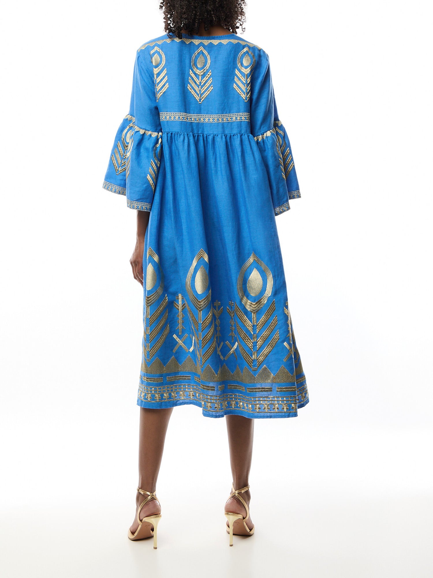 Linen Feather Midi Dress