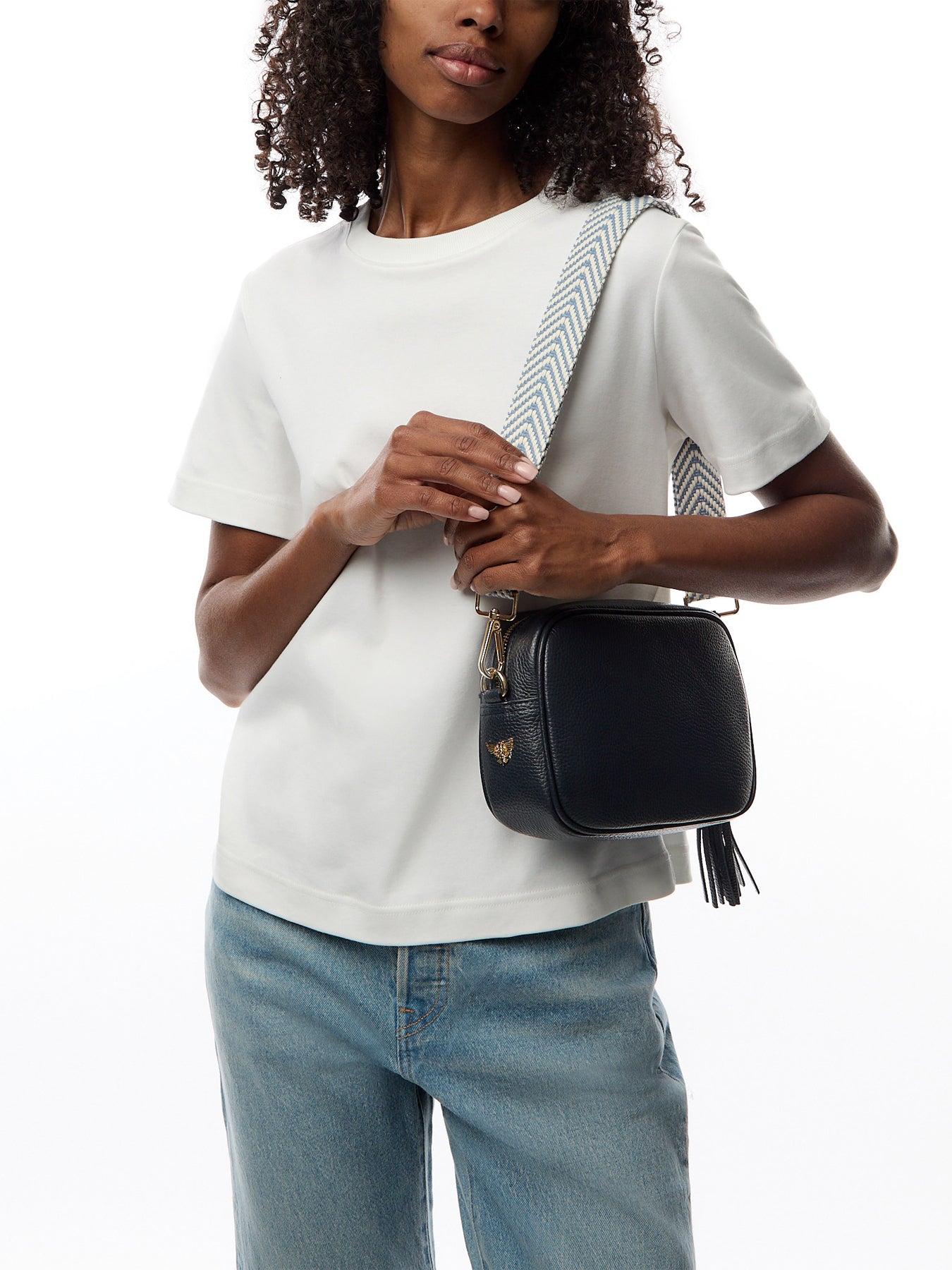 The Tassel Navy Leather Crossbody Bag