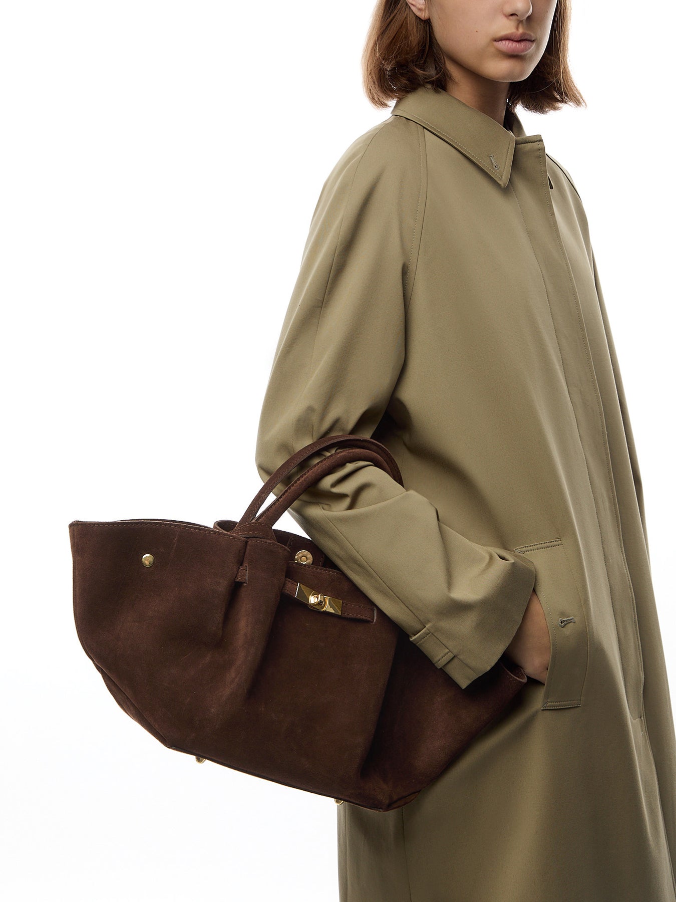 Feny Button Suede Top handle