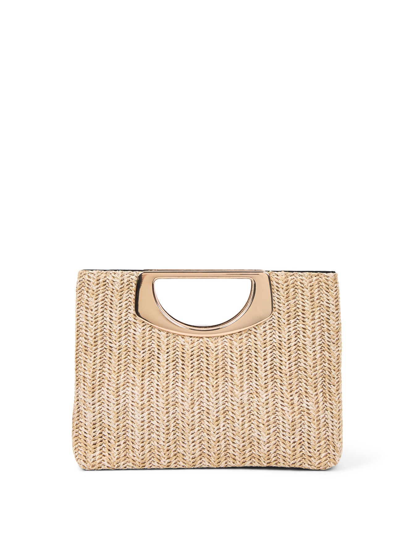 Square handle Raffia Clutch