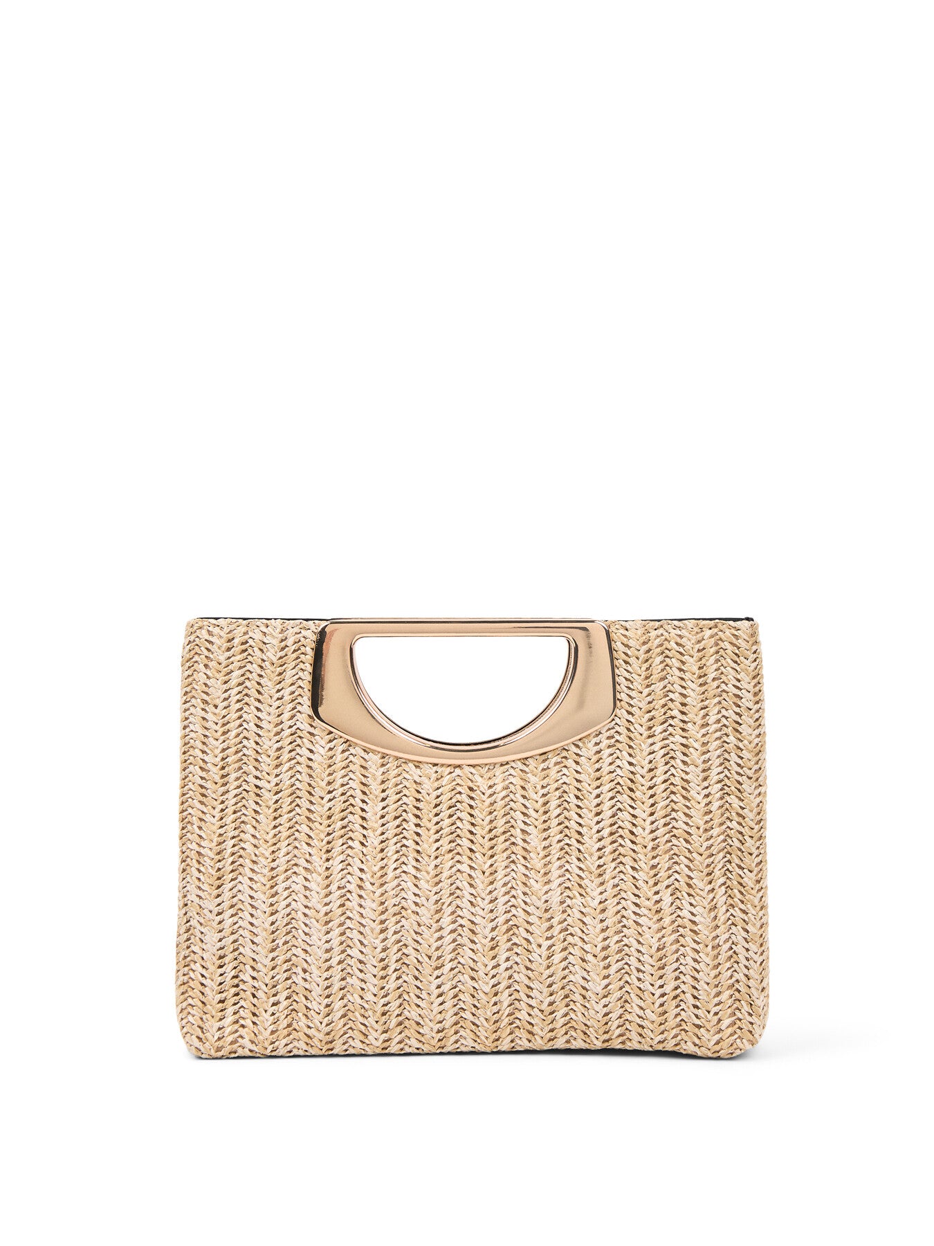 Square handle Raffia Clutch
