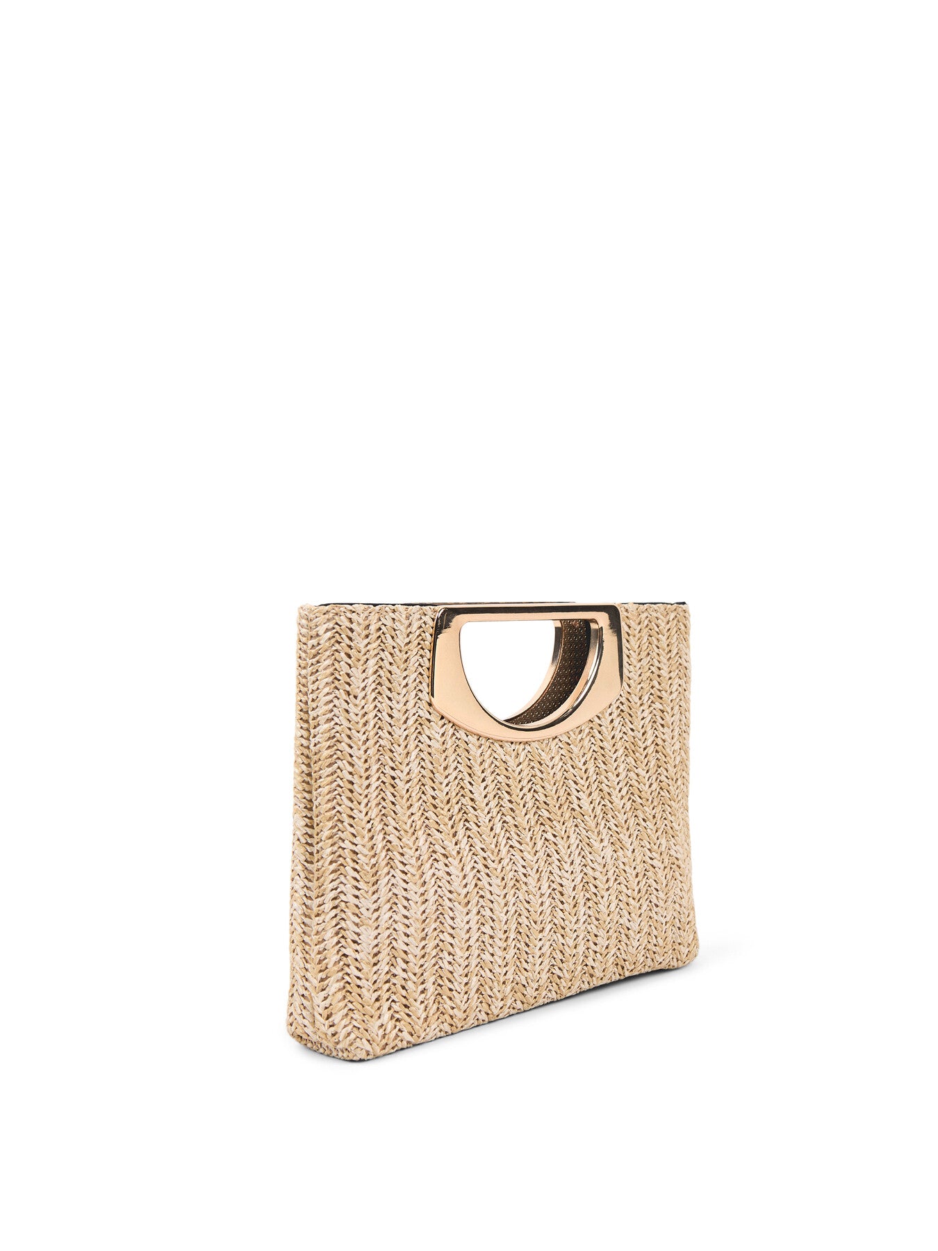 Square handle Raffia Clutch