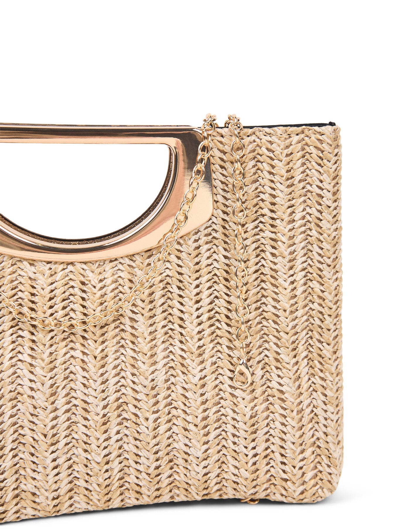 Square handle Raffia Clutch
