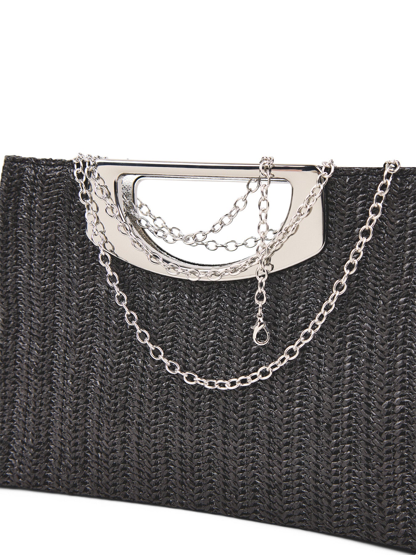 Square handle Raffia Clutch