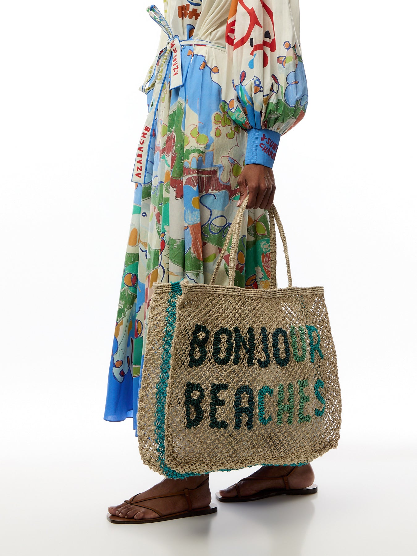Bonjour Beaches Large Beach Bag