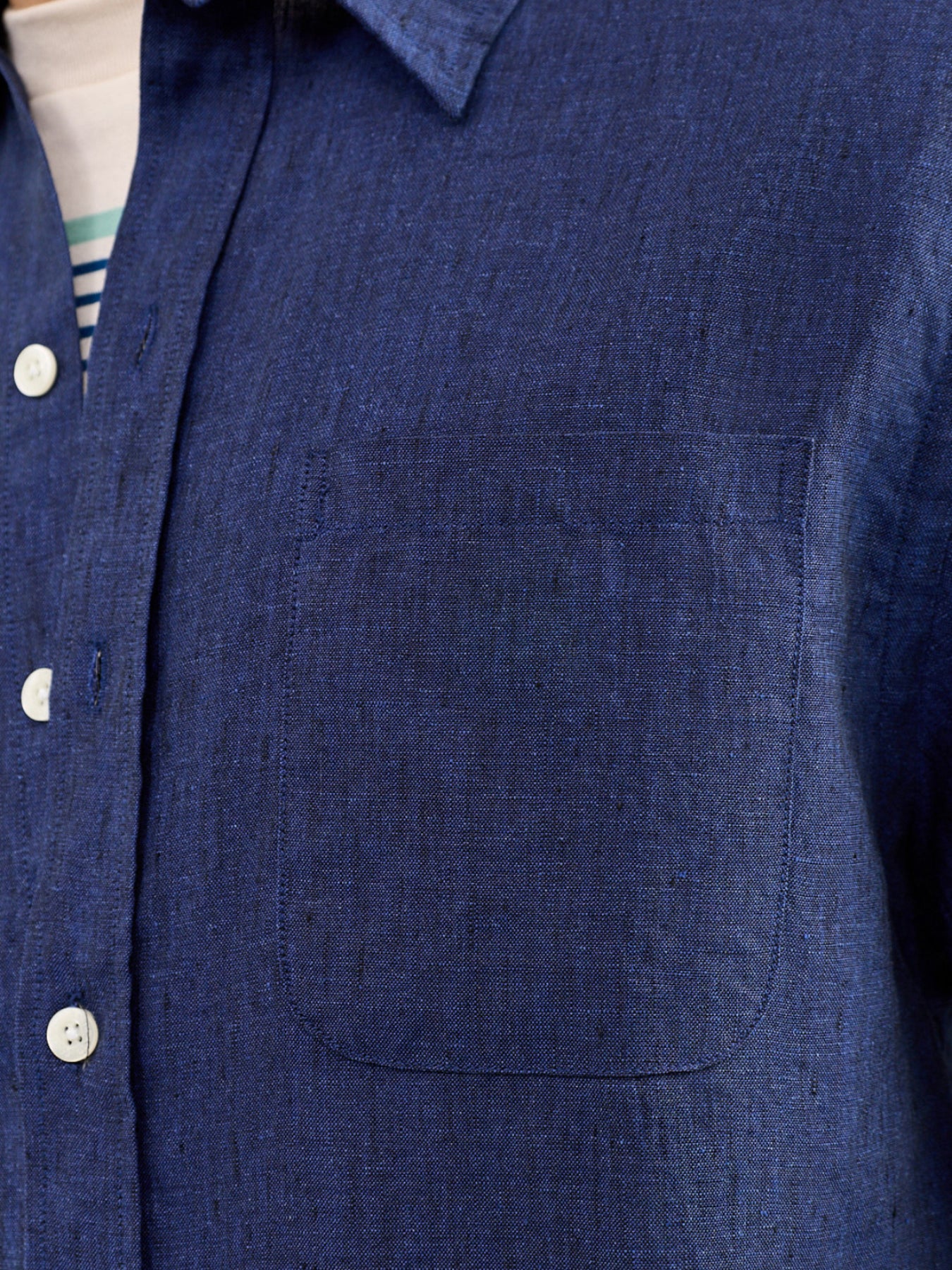 Linen Short Sleeve Shirt Blue
