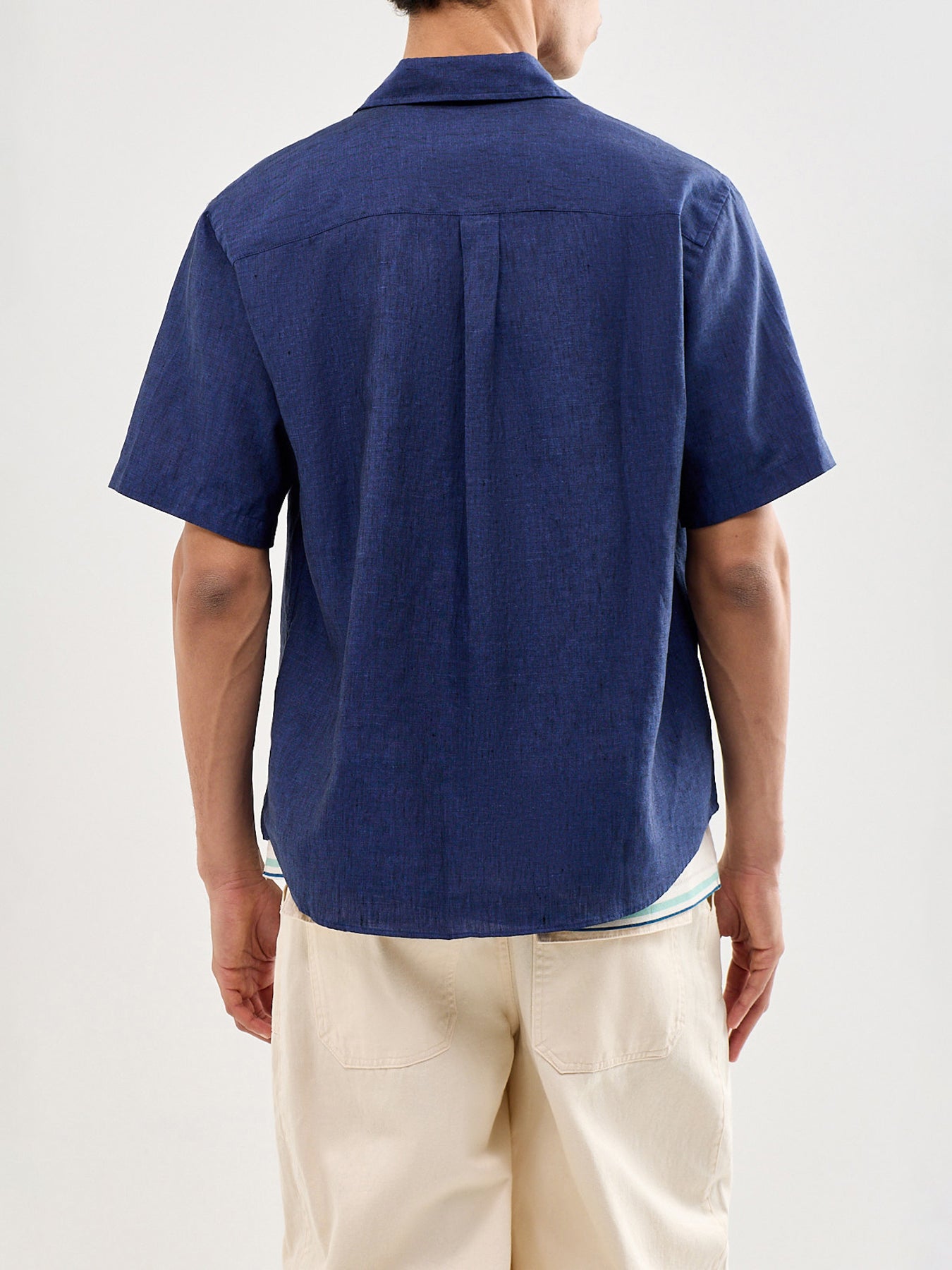 Linen Short Sleeve Shirt Blue
