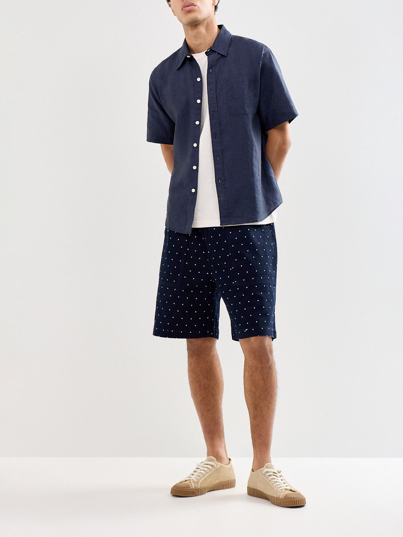 Linen Short Sleeve Shirt Navy