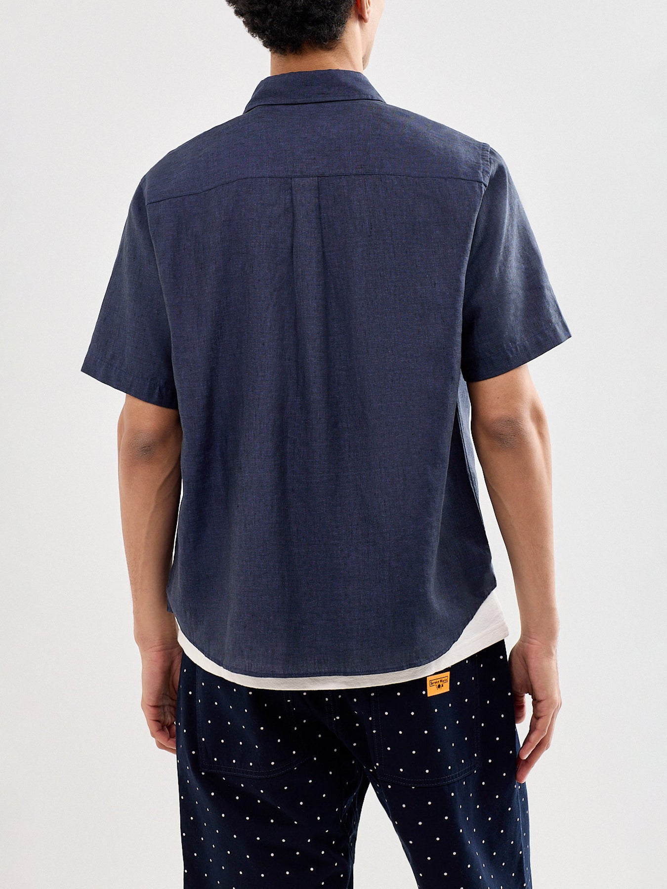 Linen Short Sleeve Shirt Navy